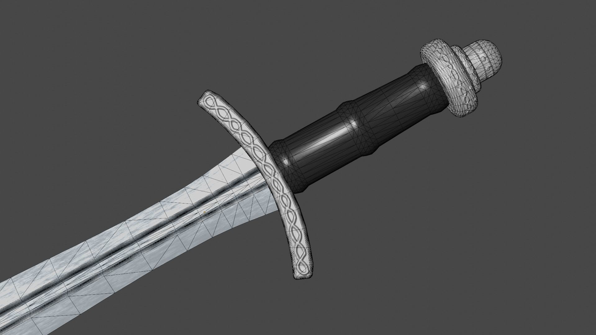 Xyphos sword with Caroling handle Low-poly 3D model_13