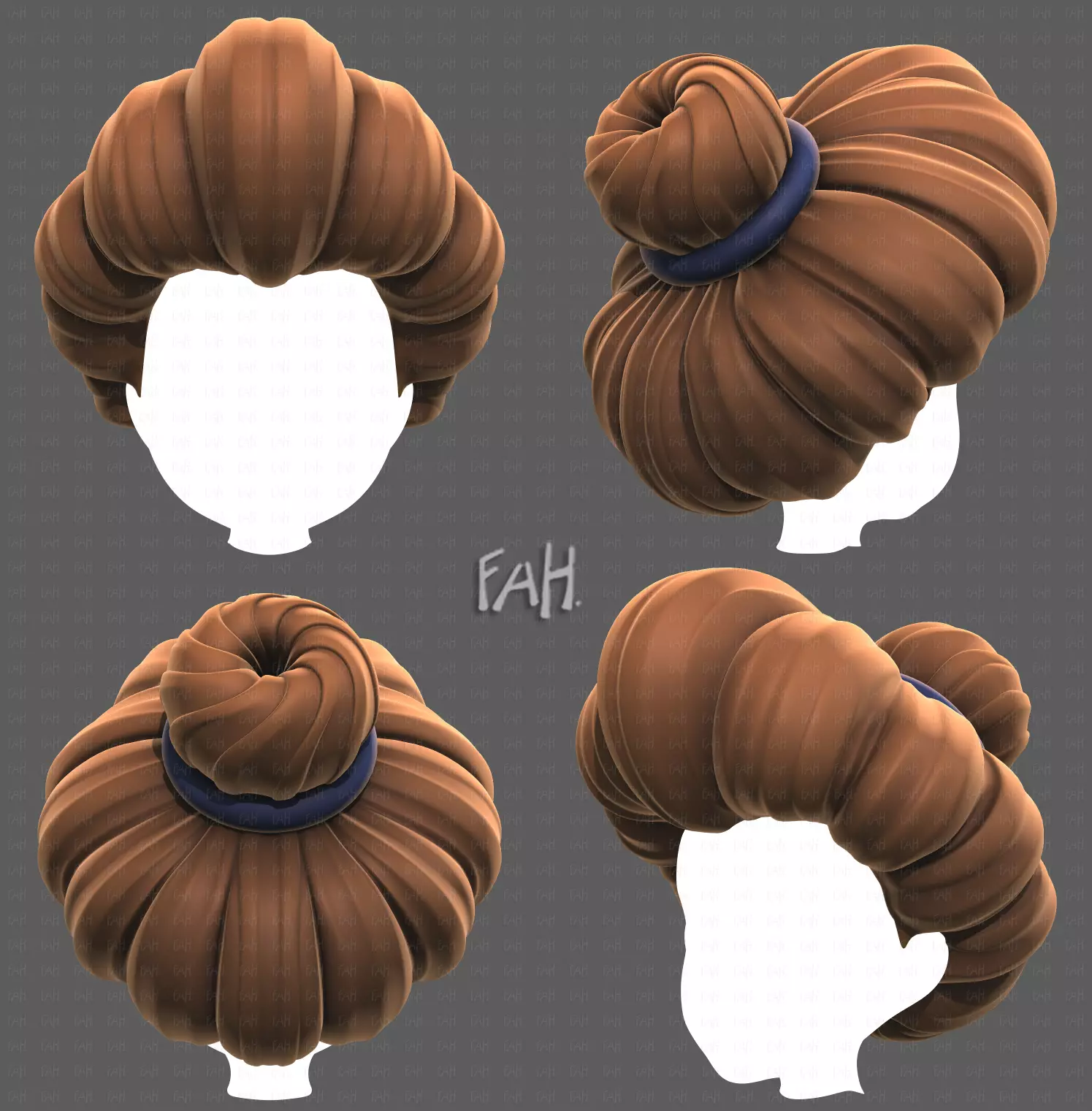 Base Hair for girl V56 Low-poly 3D model