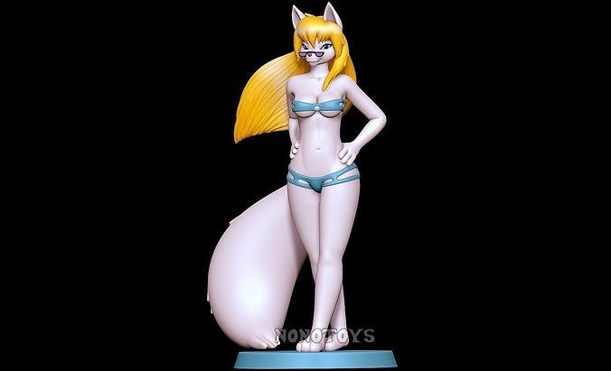 White Fox with Blue Bikini 3D print model