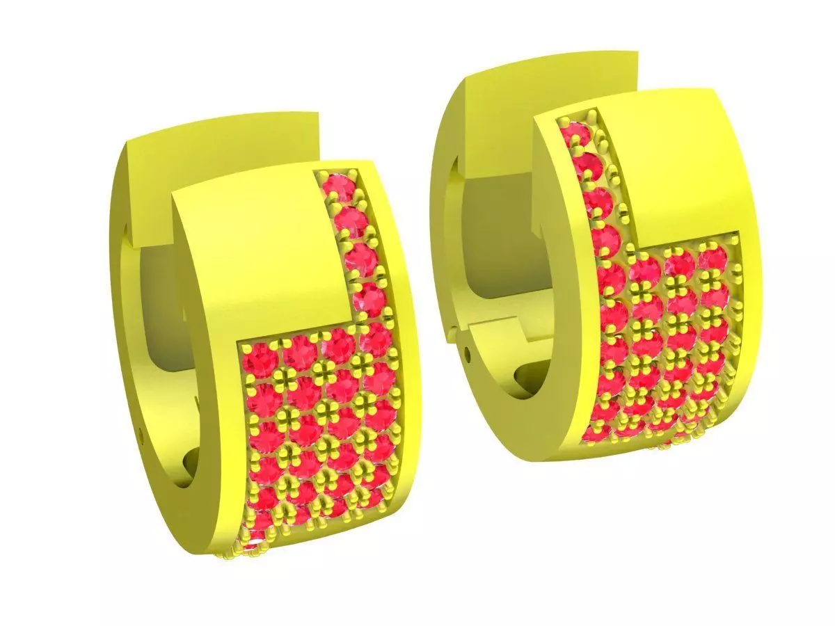 Elegant Pave Diamond Hoop Earrings for Women 5812 3D print model