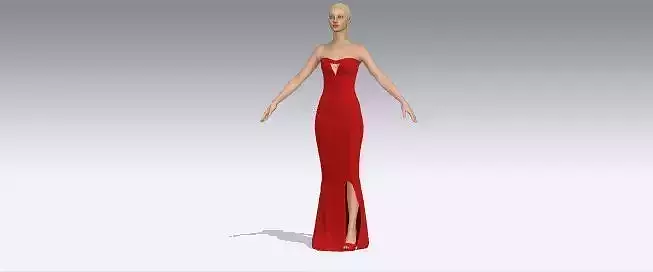 red fish tail dress slit skirt  Low-poly 3D model