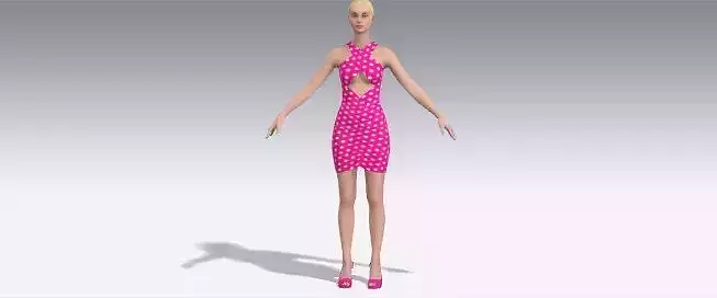 polka pot pink color dress belt center Low-poly 3D model