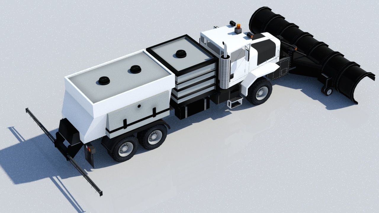 Oshkhosh Snow Plow Low Poly Ground Support Airport Low-poly 3D model_2