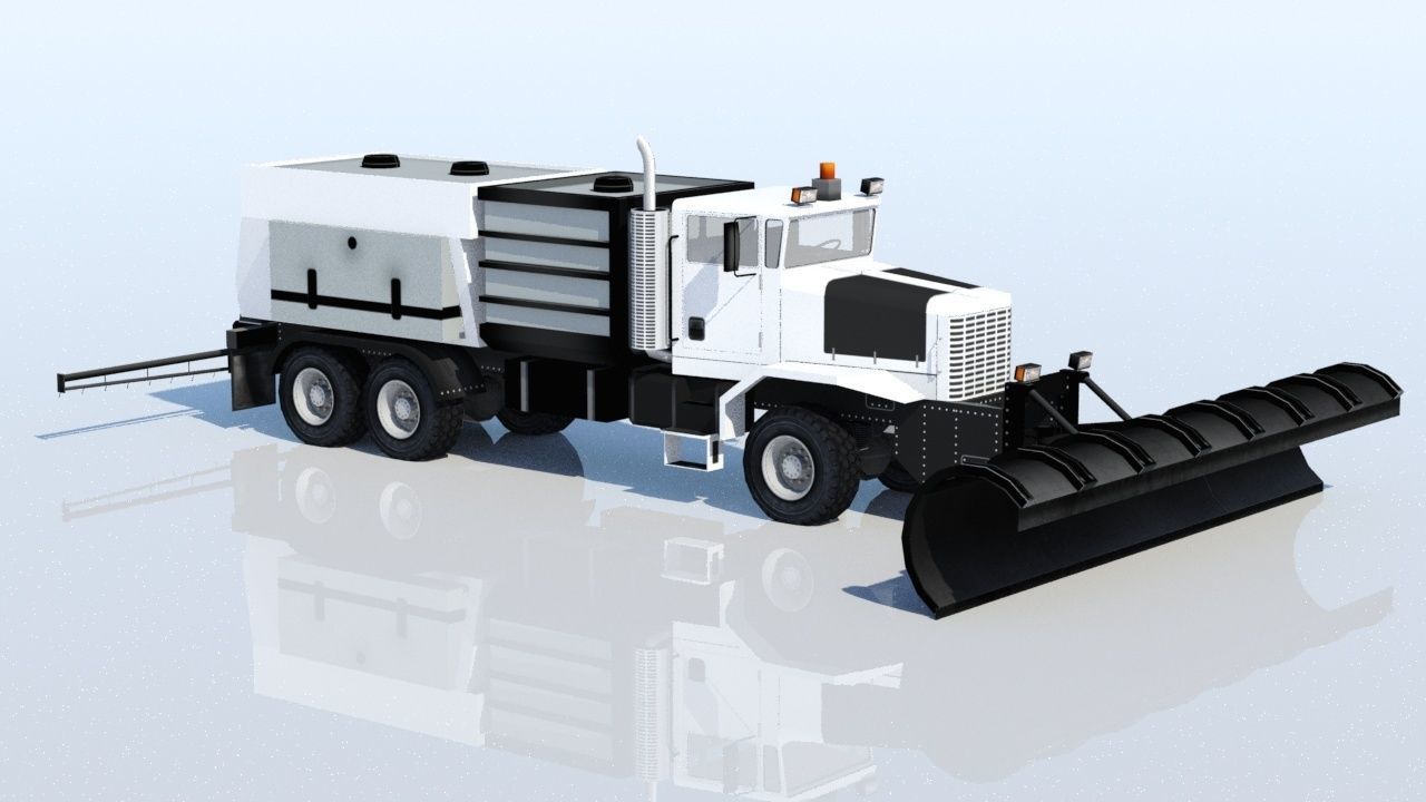 Oshkhosh Snow Plow Low Poly Ground Support Airport Low-poly 3D model_3