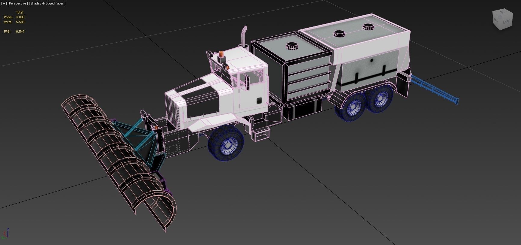 Oshkhosh Snow Plow Low Poly Ground Support Airport Low-poly 3D model_5