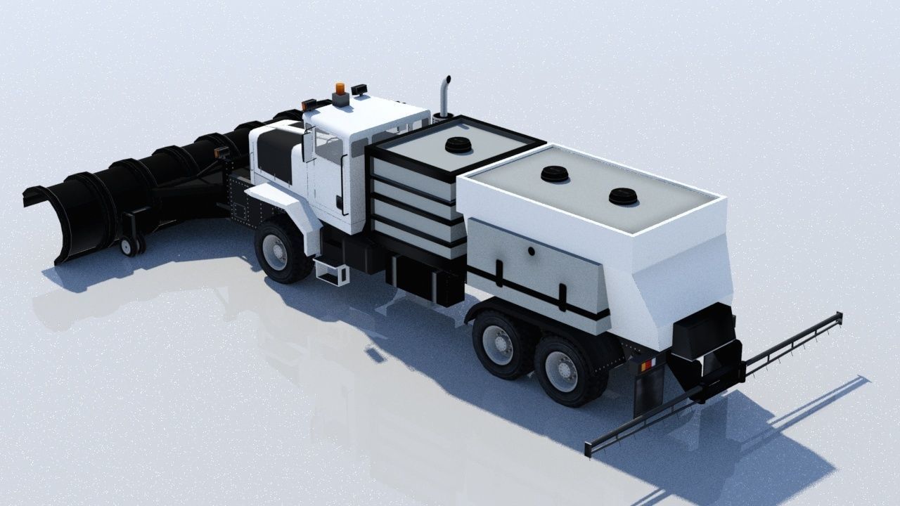 Oshkhosh Snow Plow Low Poly Ground Support Airport Low-poly 3D model_1