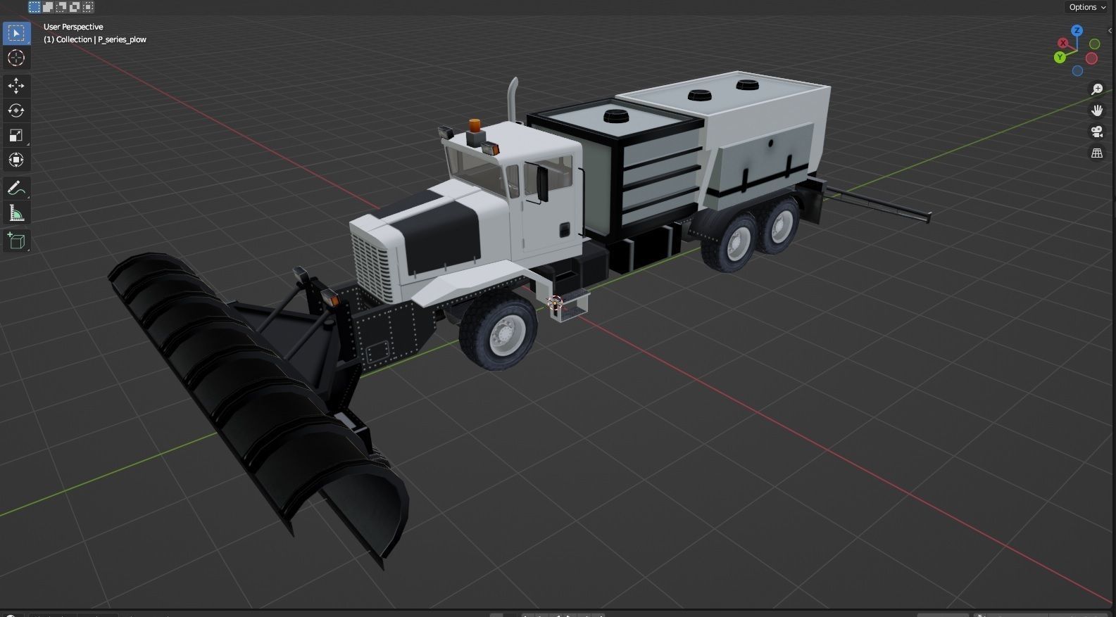 Oshkhosh Snow Plow Low Poly Ground Support Airport Low-poly 3D model_4