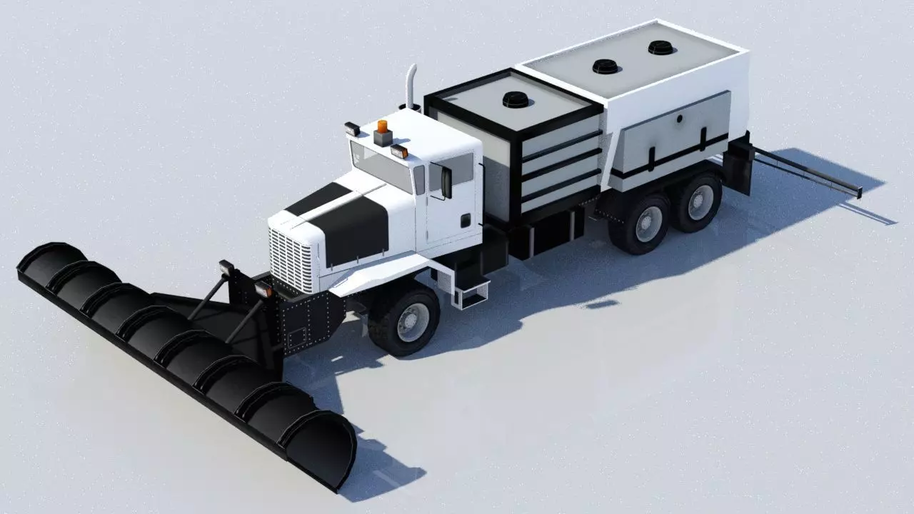 Oshkhosh Snow Plow Low Poly Ground Support Airport Low-poly 3D model_0
