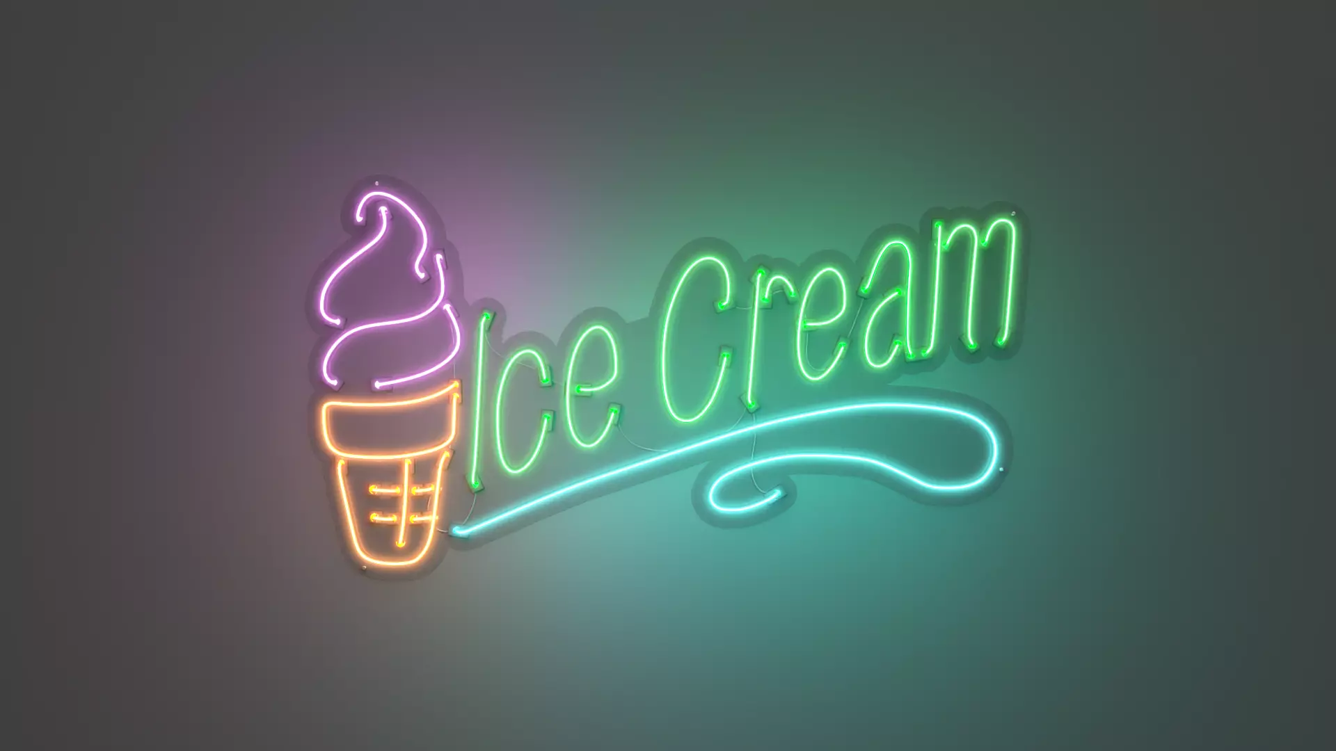 Ice Cream 5 - Neon Sign 3D model_0