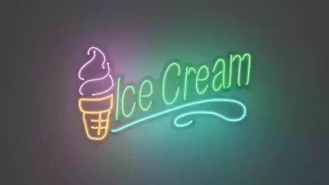 Ice Cream 5 - Neon Sign 3D model