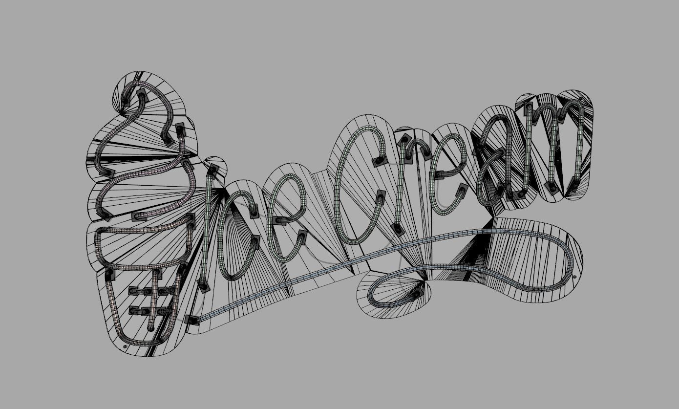 Ice Cream 5 - Neon Sign 3D model_5