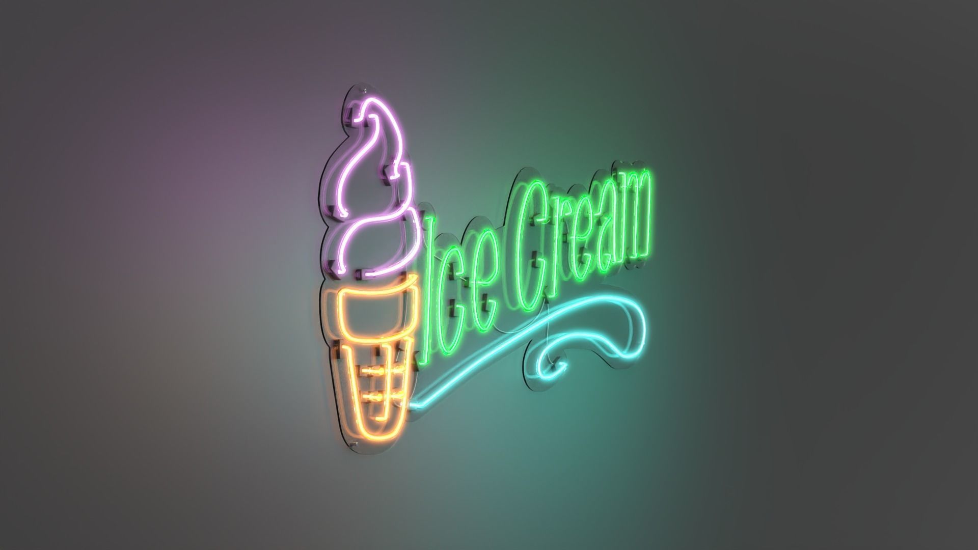 Ice Cream 5 - Neon Sign 3D model_4