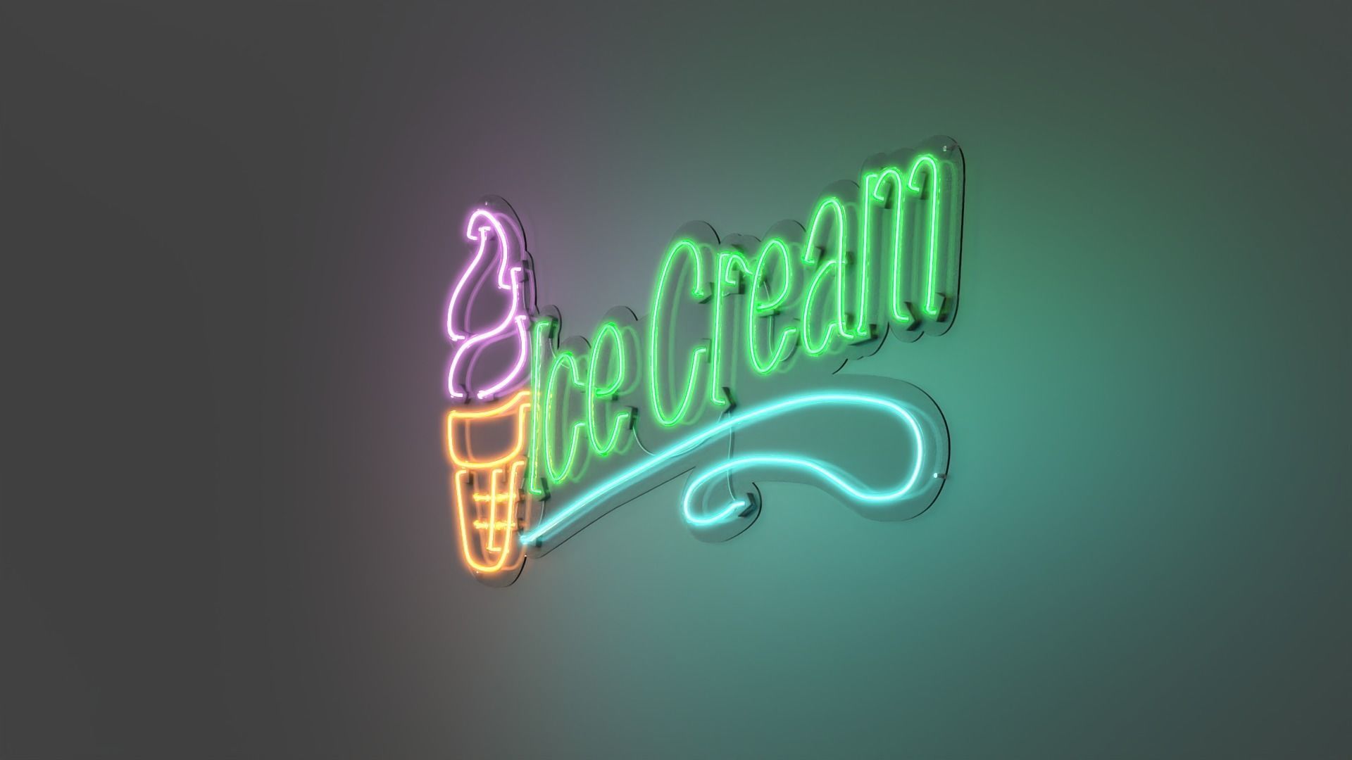 Ice Cream 5 - Neon Sign 3D model_3