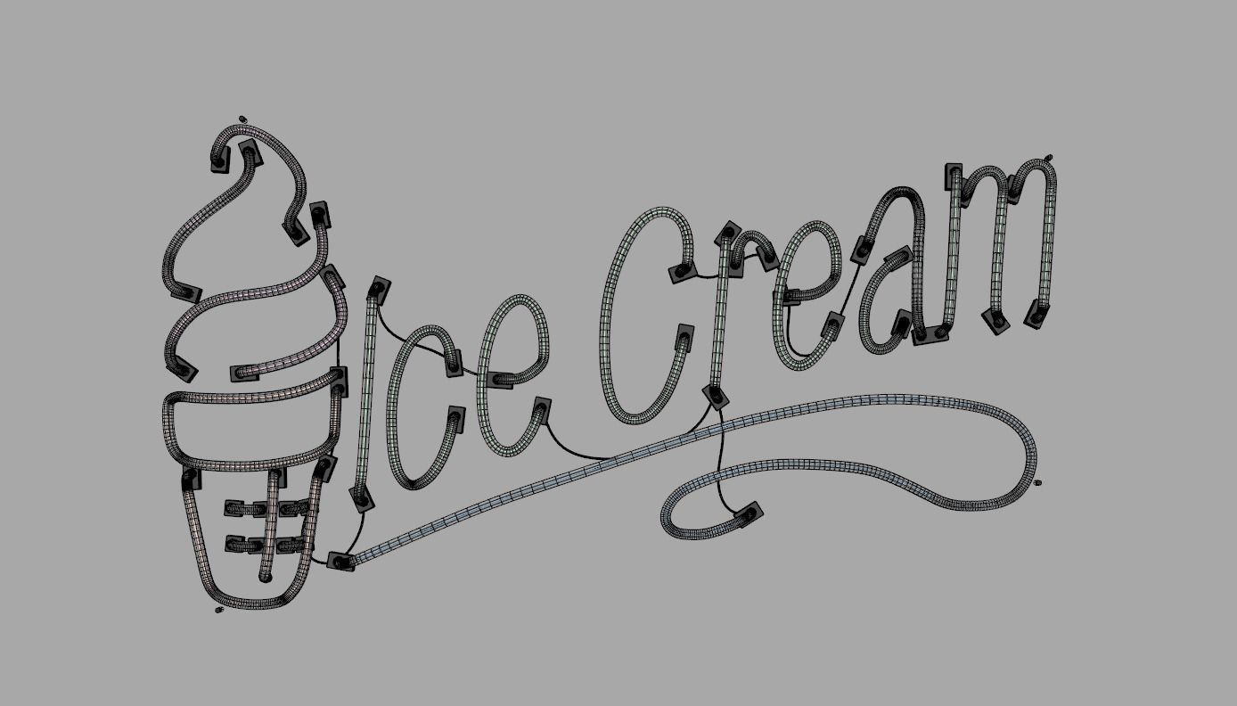 Ice Cream 5 - Neon Sign 3D model_6