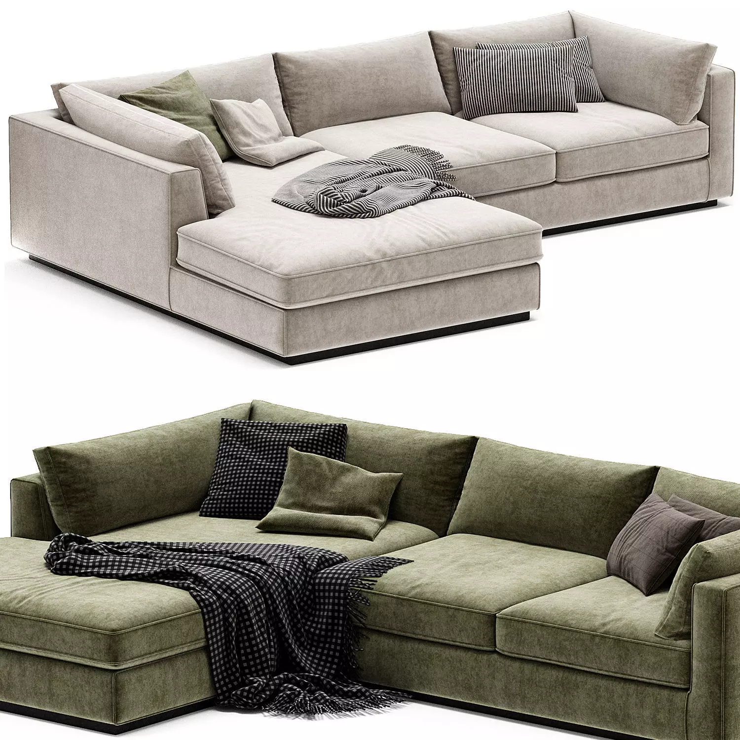 Oceanside Deep 2 Piece Left Arm Bumper Sectional Sofa 3D model_0