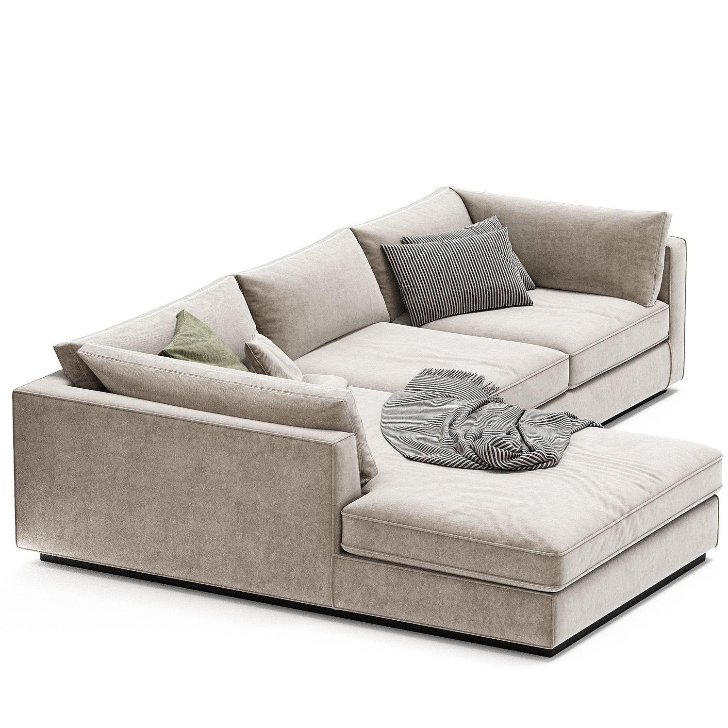 Oceanside Deep 2 Piece Left Arm Bumper Sectional Sofa 3D model_1