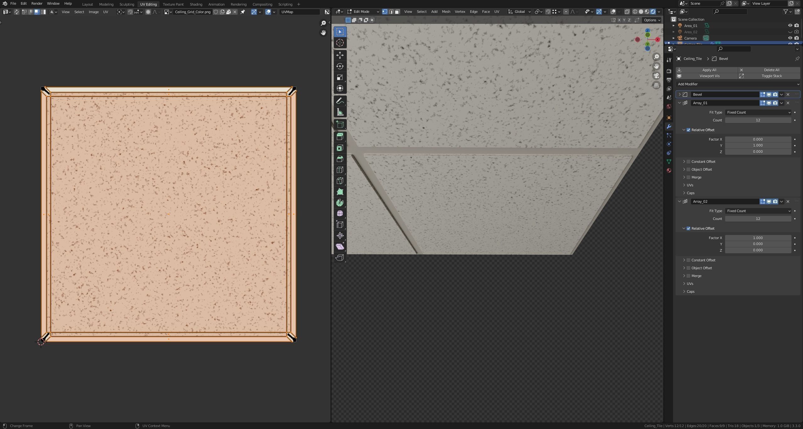 Drop Ceiling Grid Array Low-poly 3D model_5