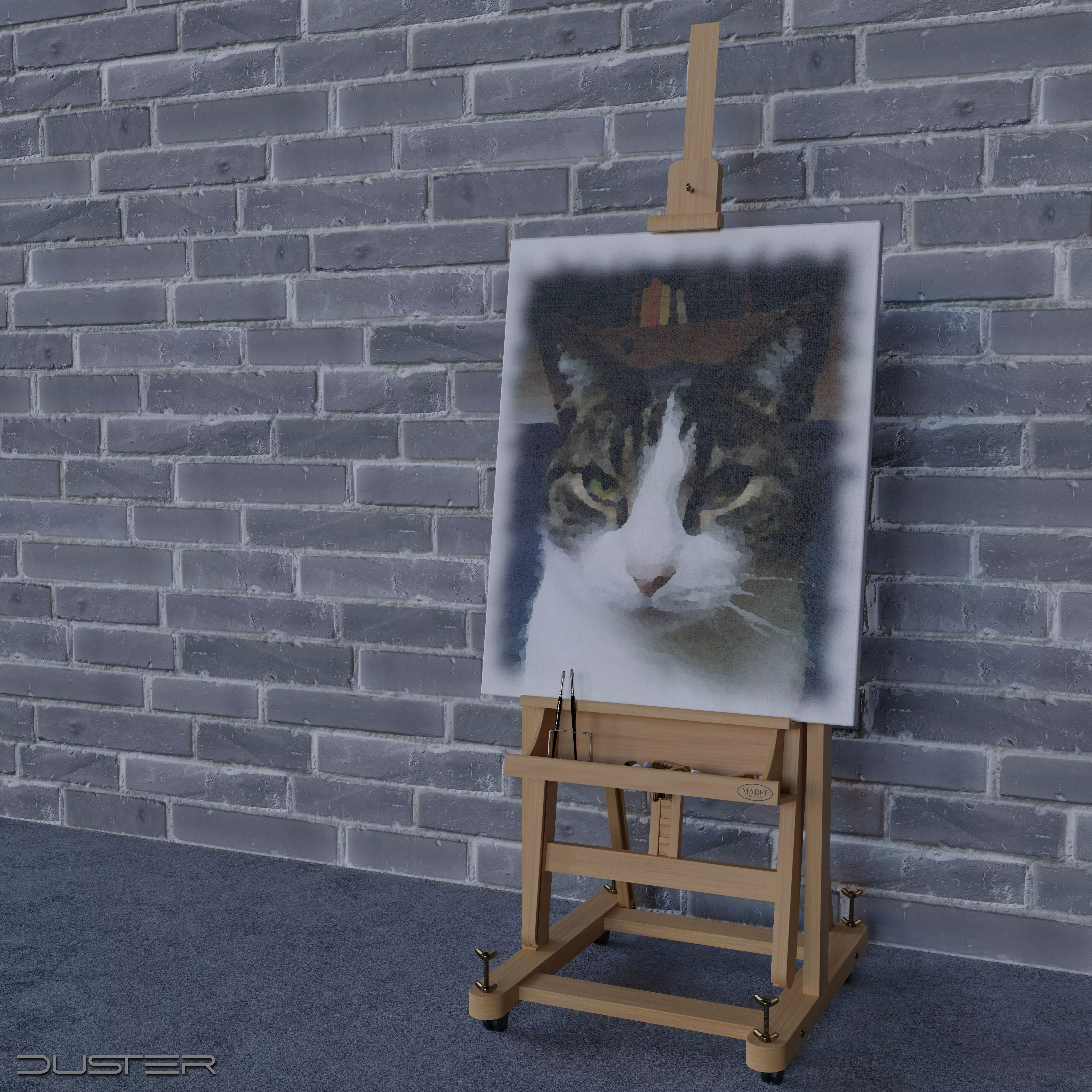 Painting Easel and Accessories Low-poly 3D model