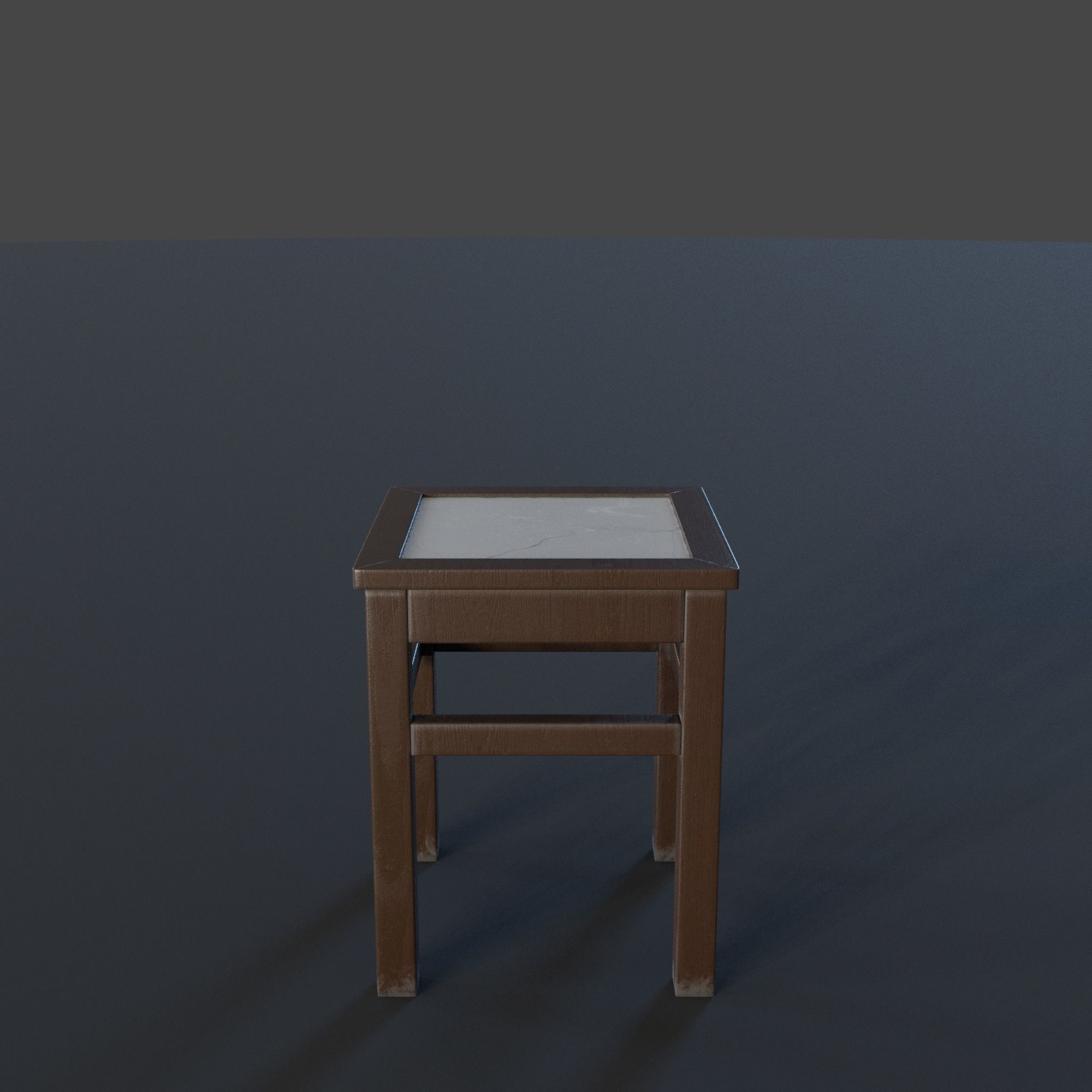 Marble Top Traditional Stool Low-poly 3D model_10