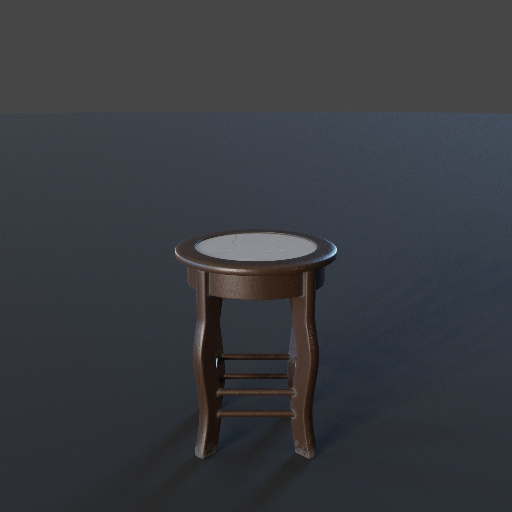 Marble Top Traditional Stool Low-poly 3D model_9