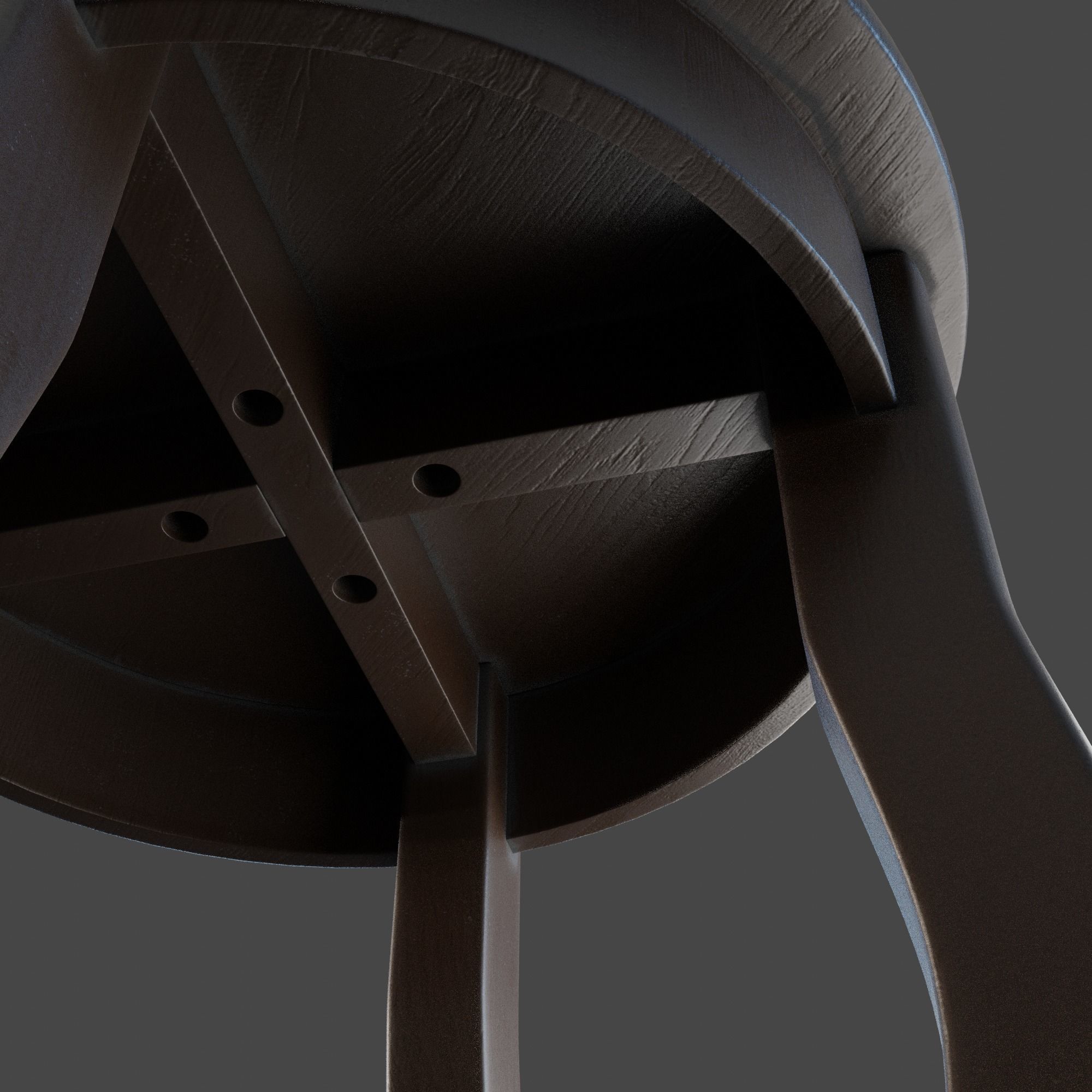 Marble Top Traditional Stool Low-poly 3D model_3