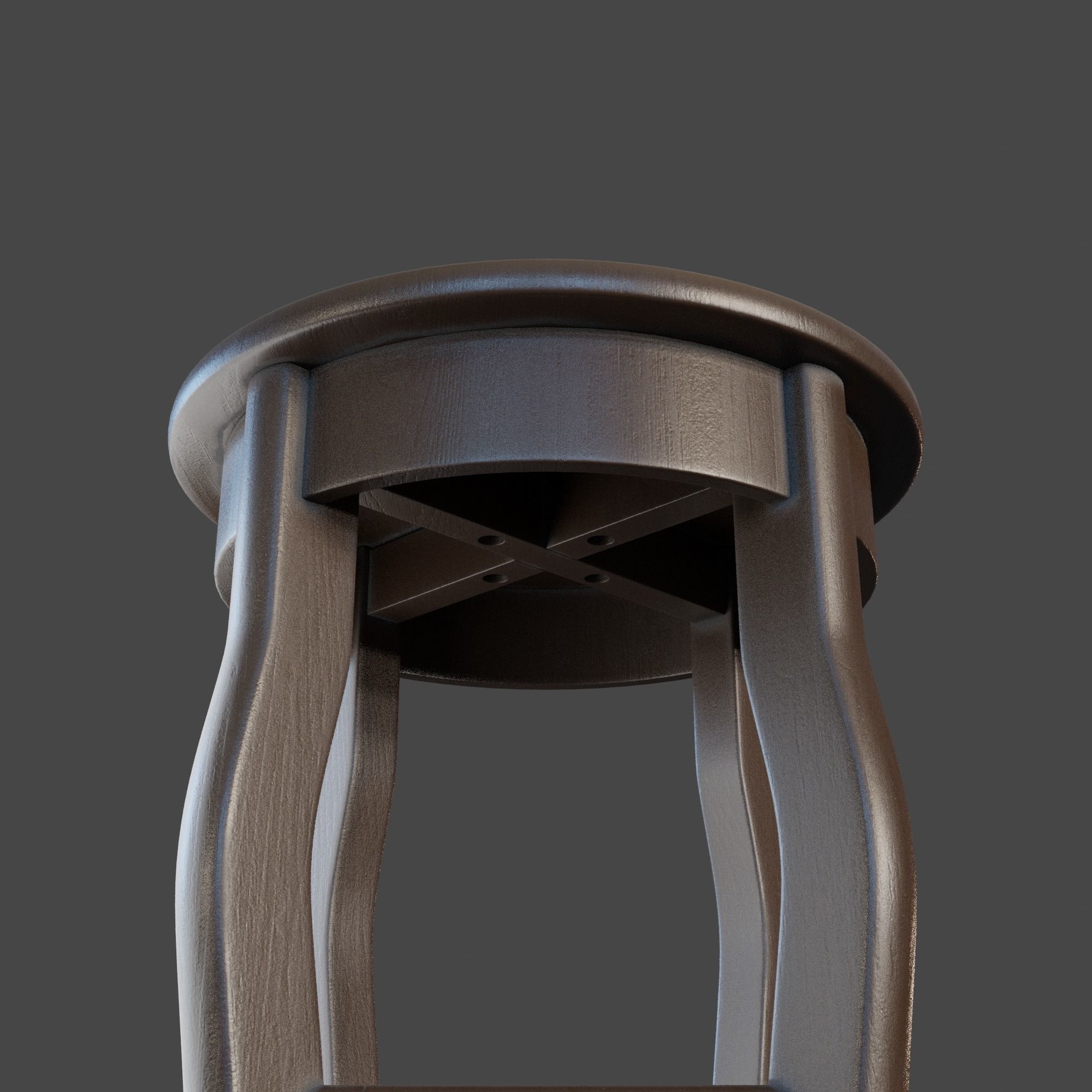 Marble Top Traditional Stool Low-poly 3D model_5