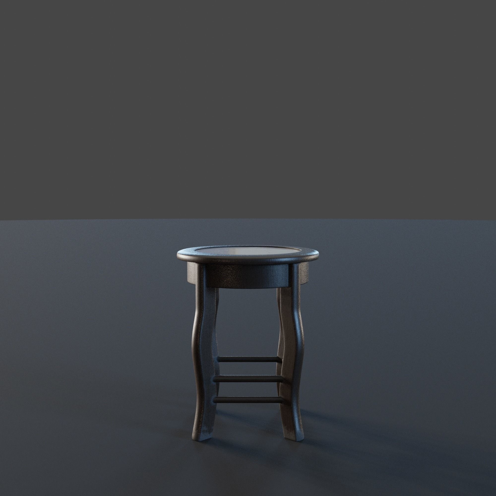 Marble Top Traditional Stool Low-poly 3D model_13