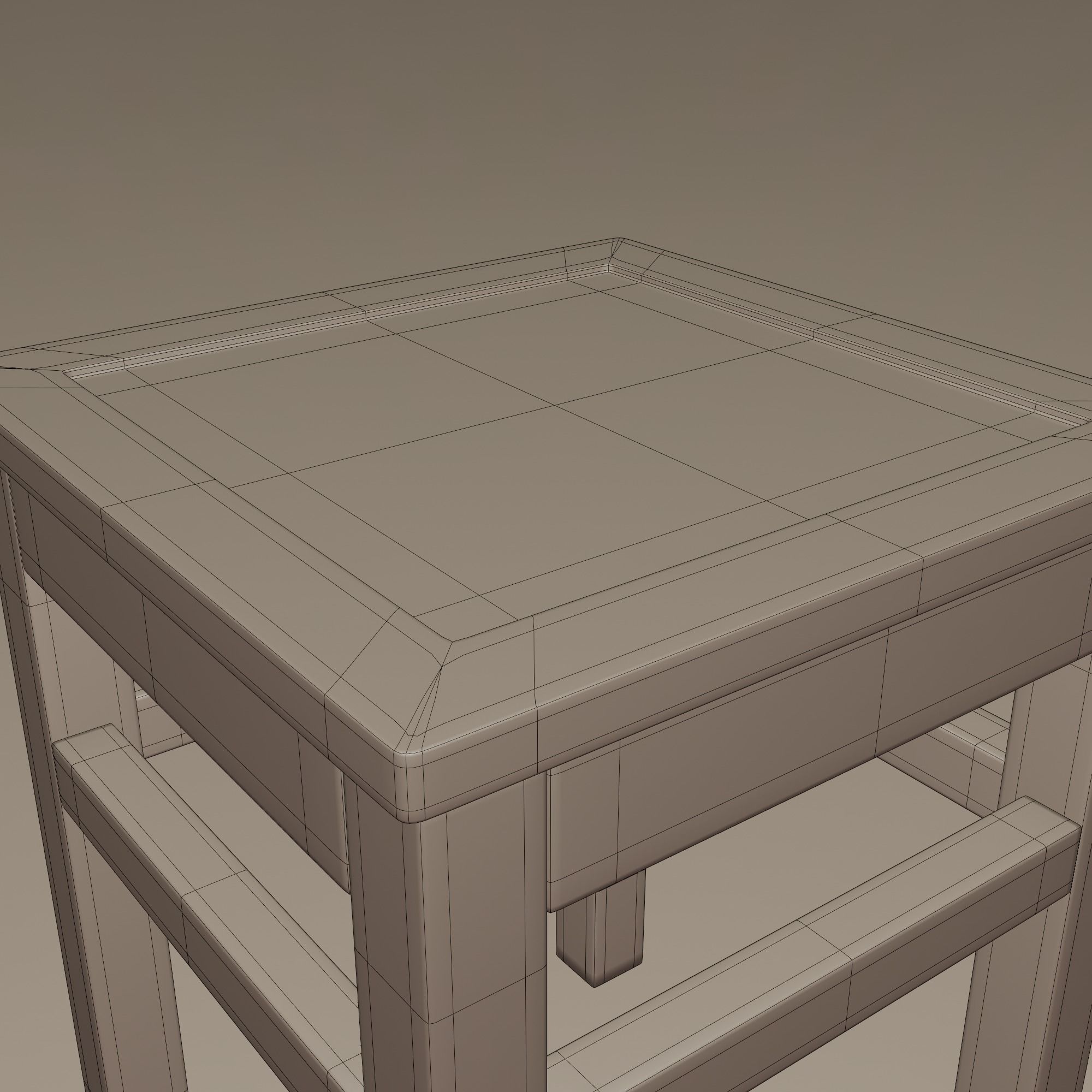 Marble Top Traditional Stool Low-poly 3D model_16