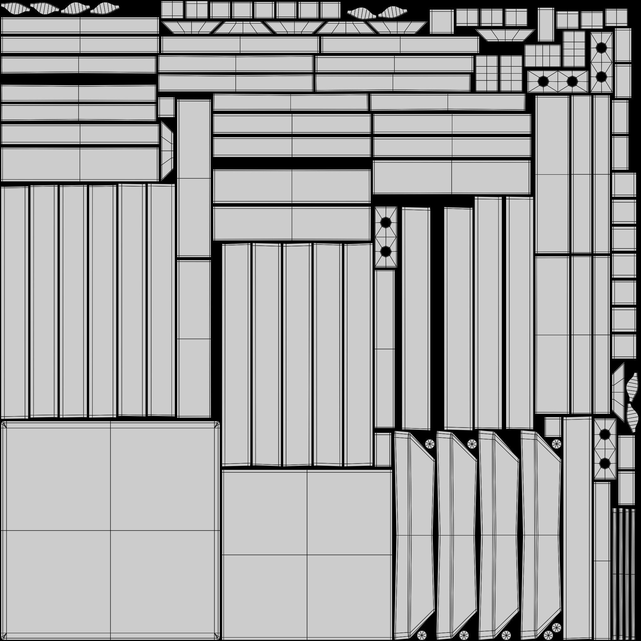 Marble Top Traditional Stool Low-poly 3D model_20