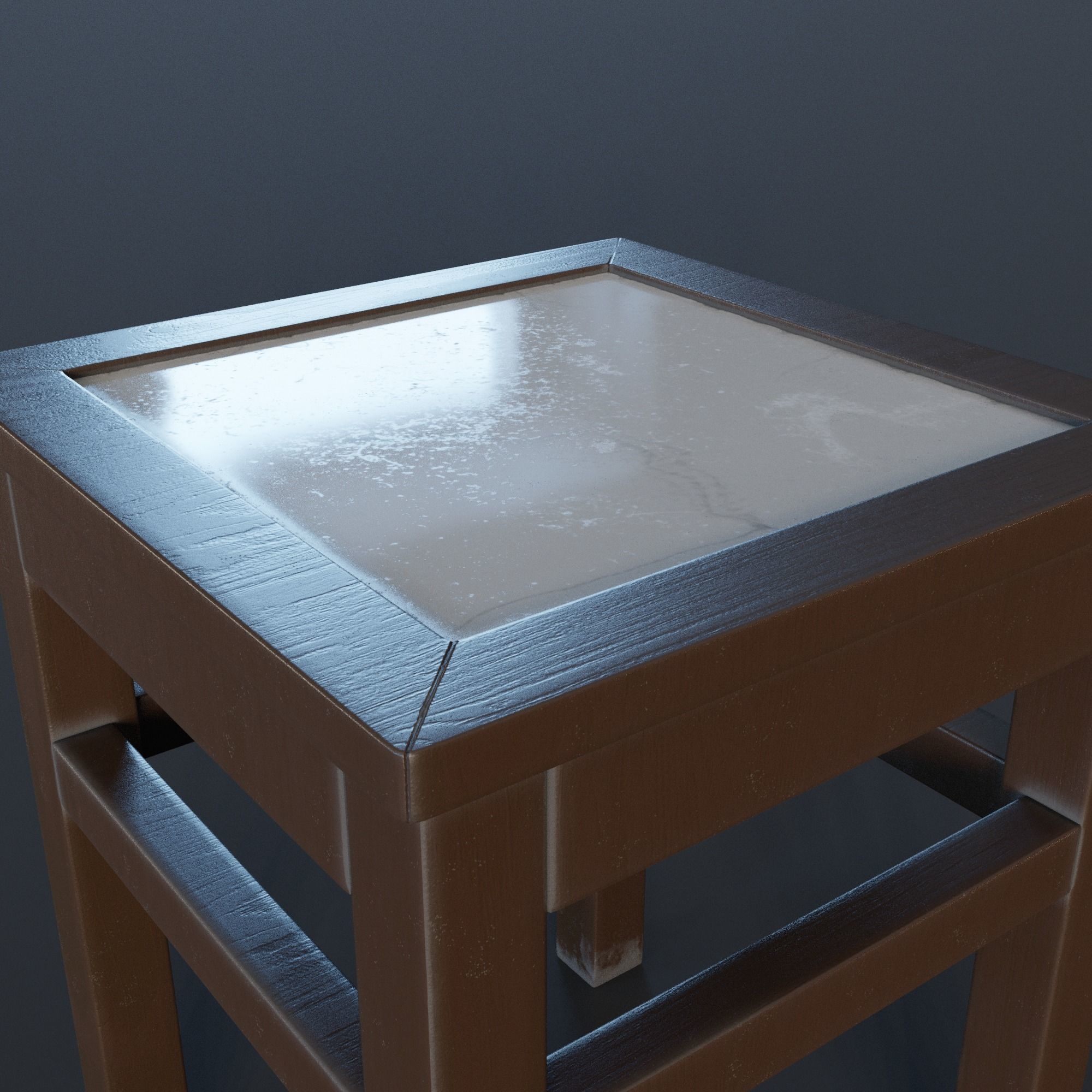 Marble Top Traditional Stool Low-poly 3D model_2
