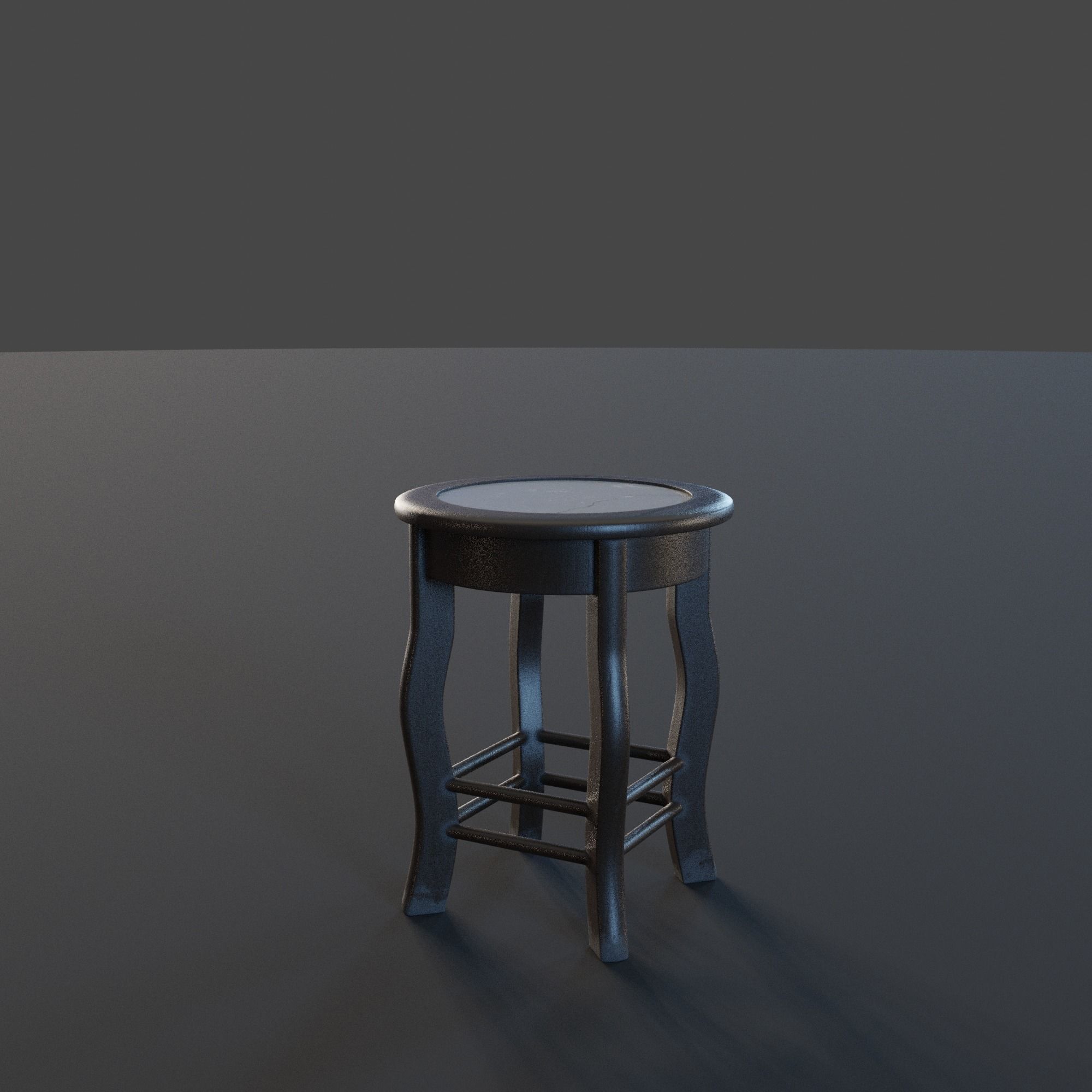 Marble Top Traditional Stool Low-poly 3D model_7