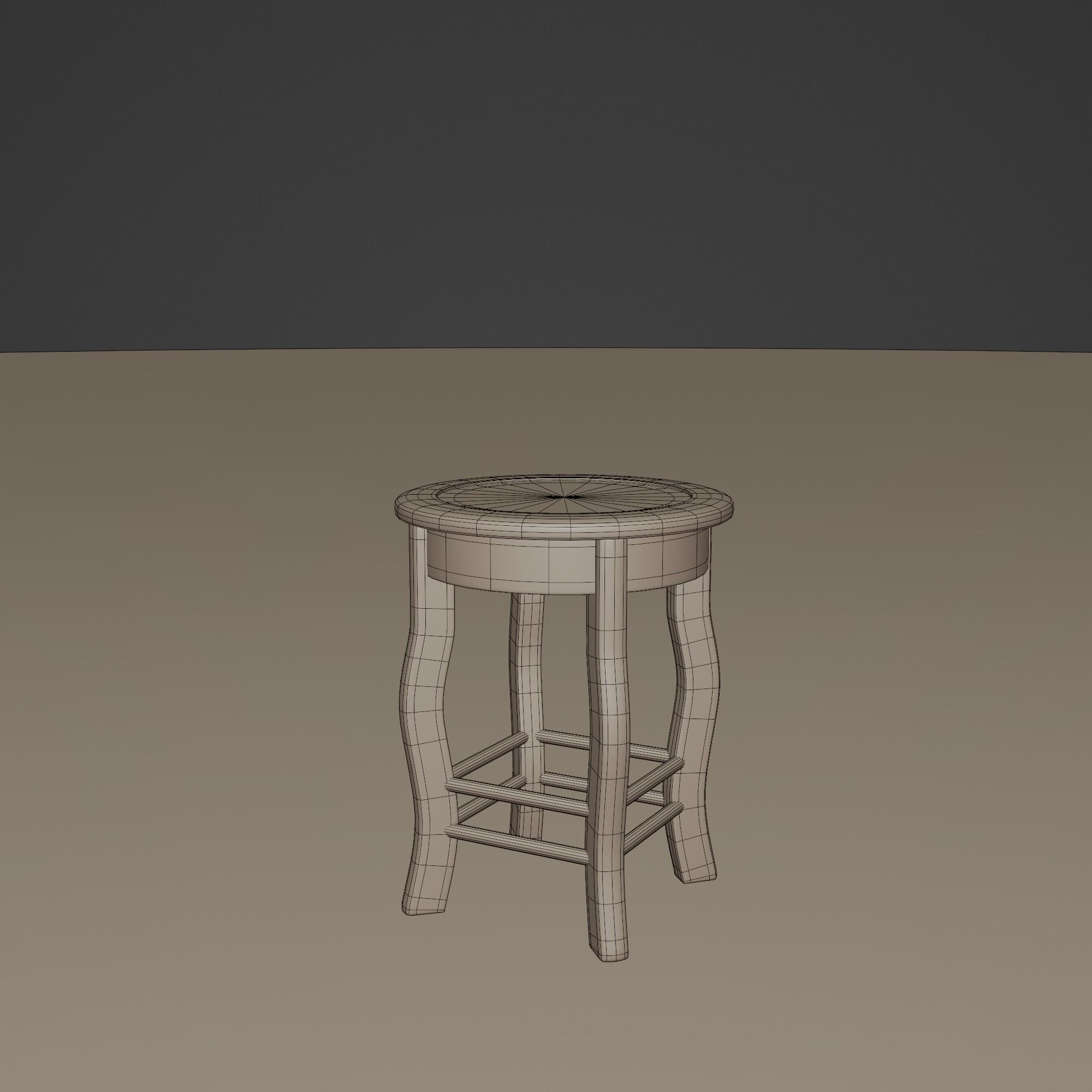 Marble Top Traditional Stool Low-poly 3D model_17