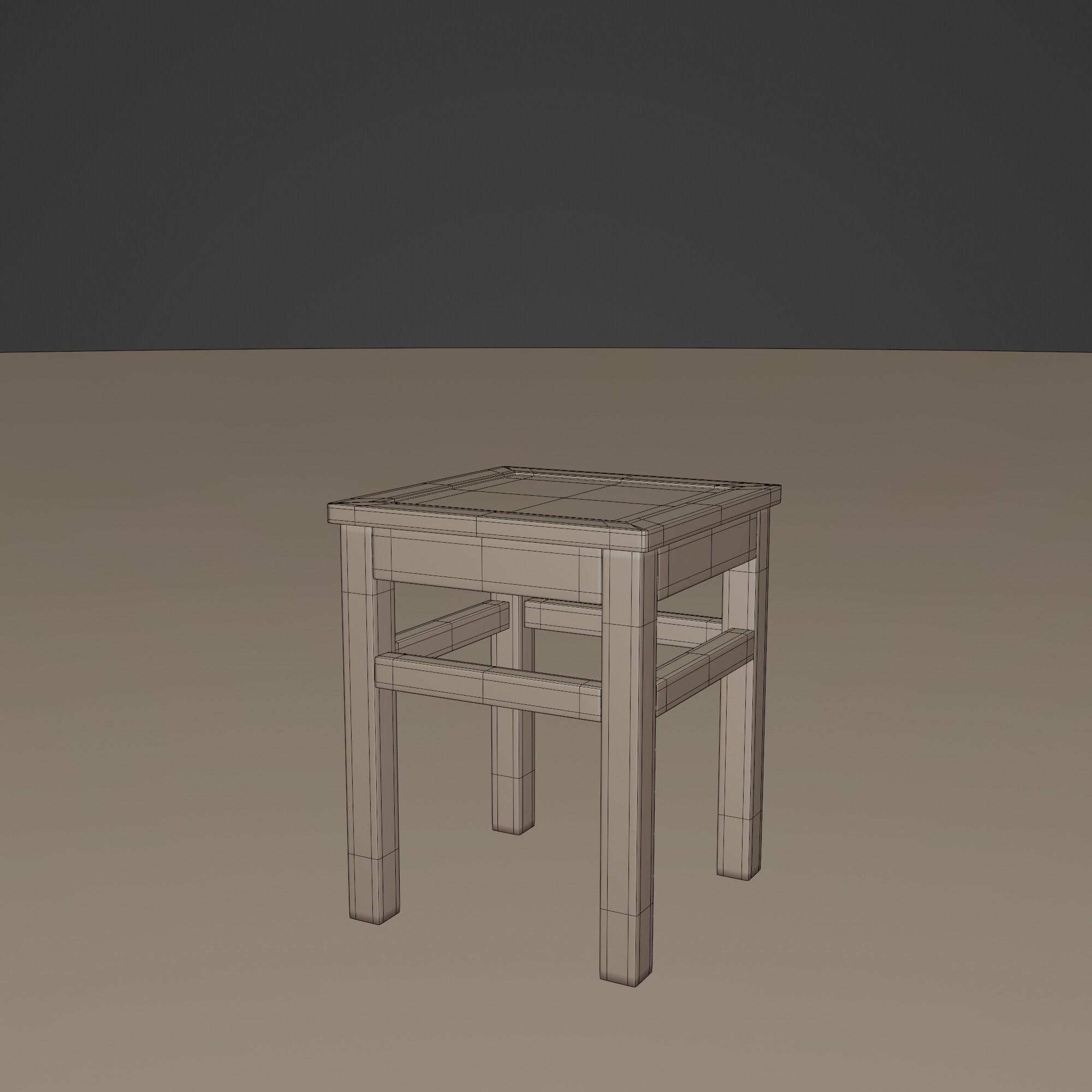 Marble Top Traditional Stool Low-poly 3D model_18