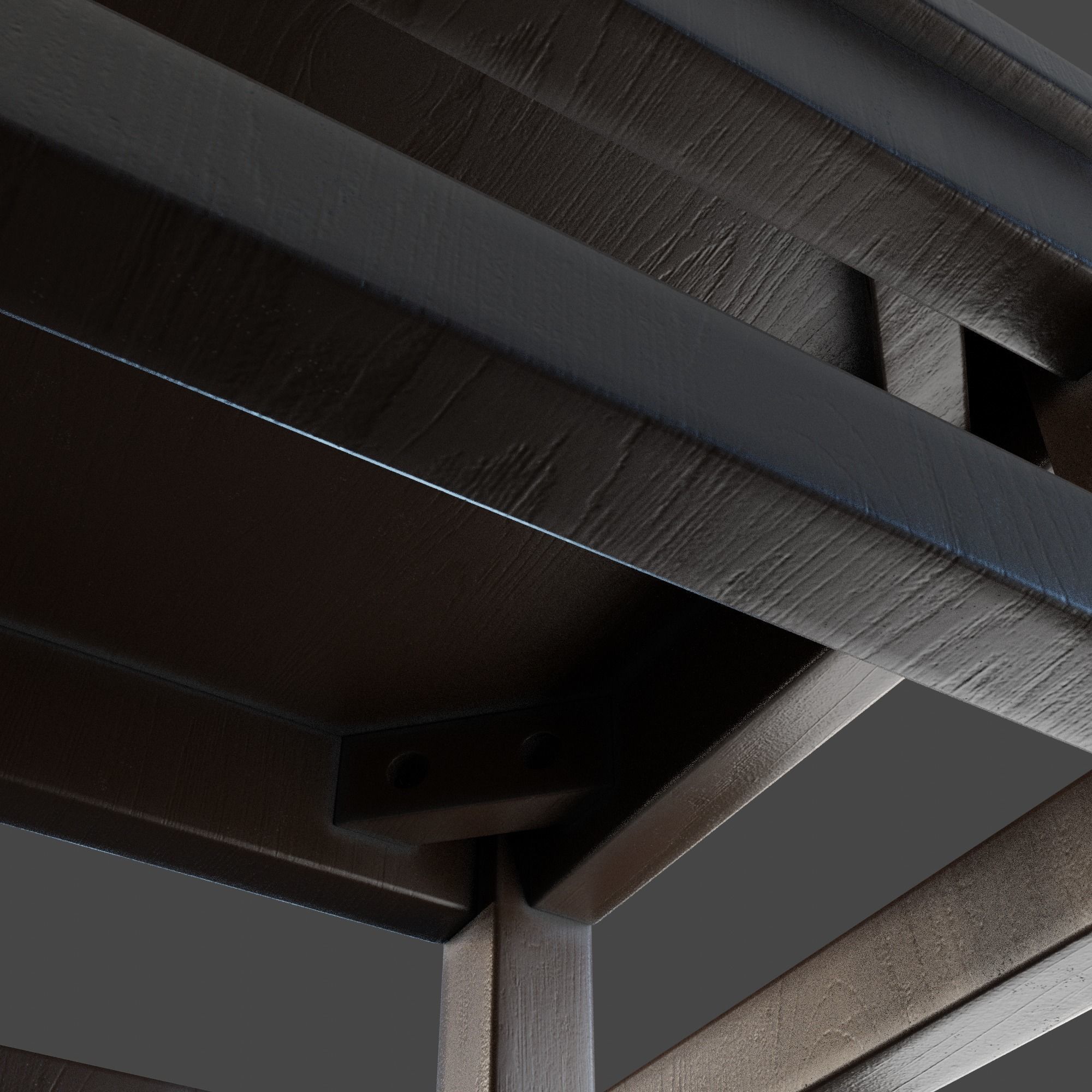 Marble Top Traditional Stool Low-poly 3D model_4