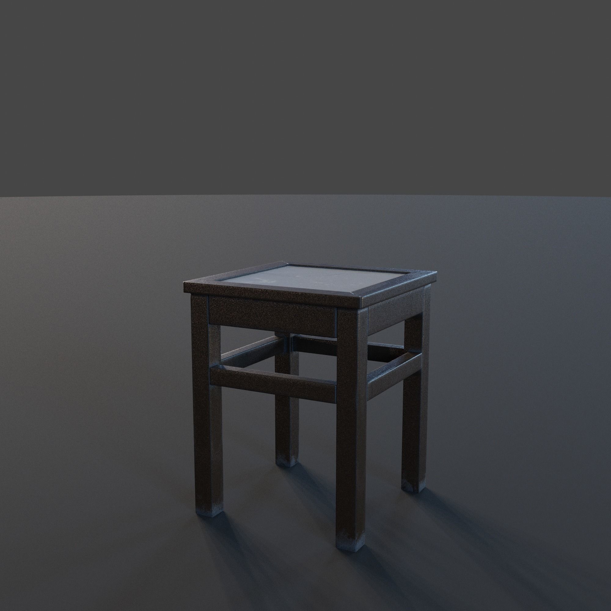 Marble Top Traditional Stool Low-poly 3D model_8