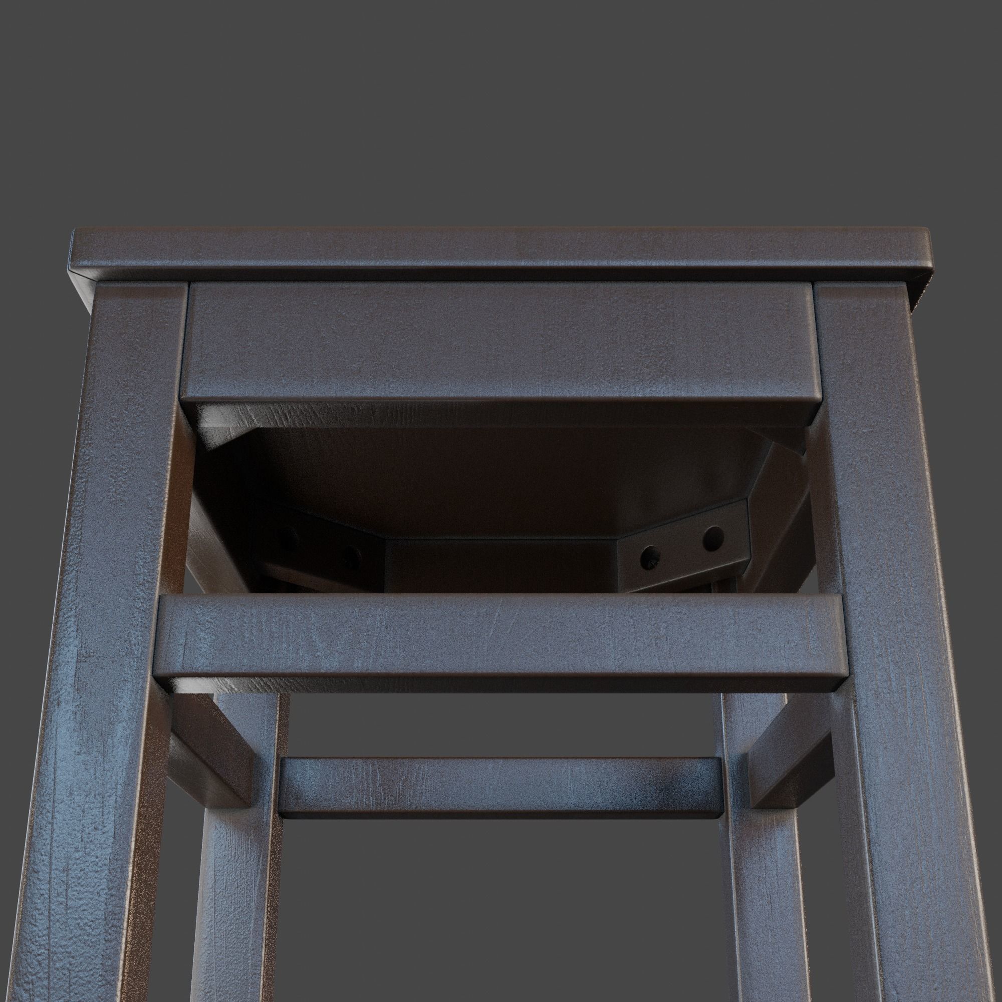 Marble Top Traditional Stool Low-poly 3D model_6