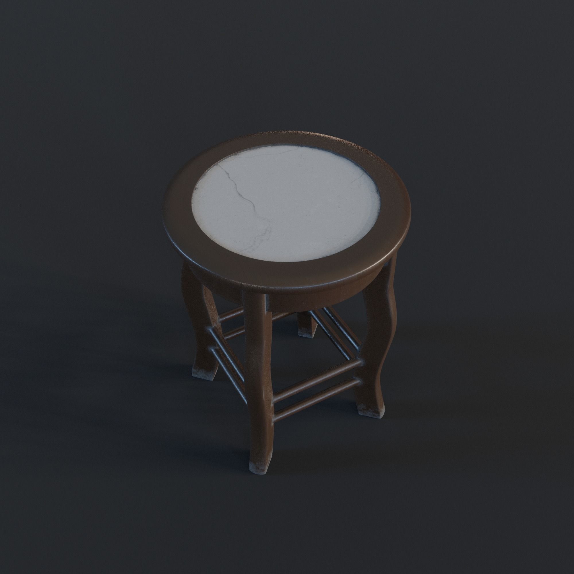 Marble Top Traditional Stool Low-poly 3D model_11