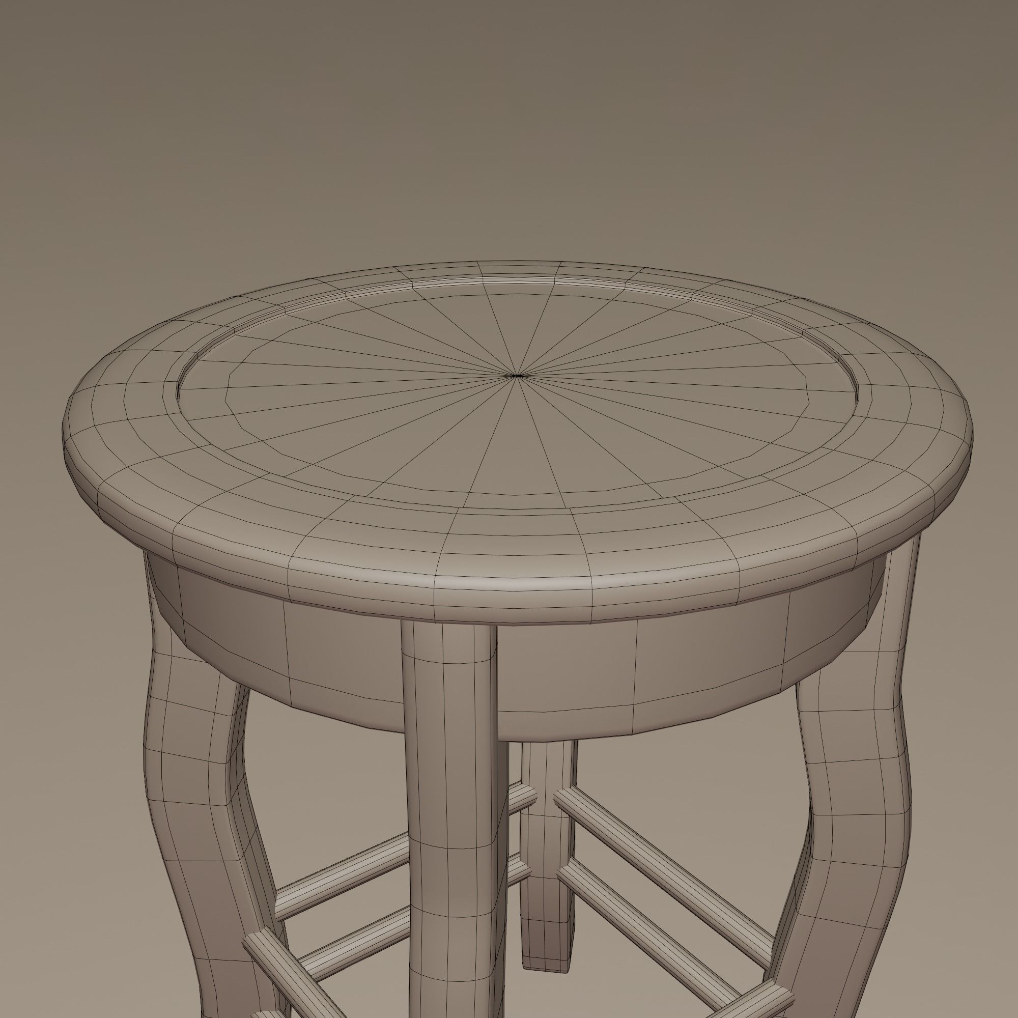 Marble Top Traditional Stool Low-poly 3D model_15