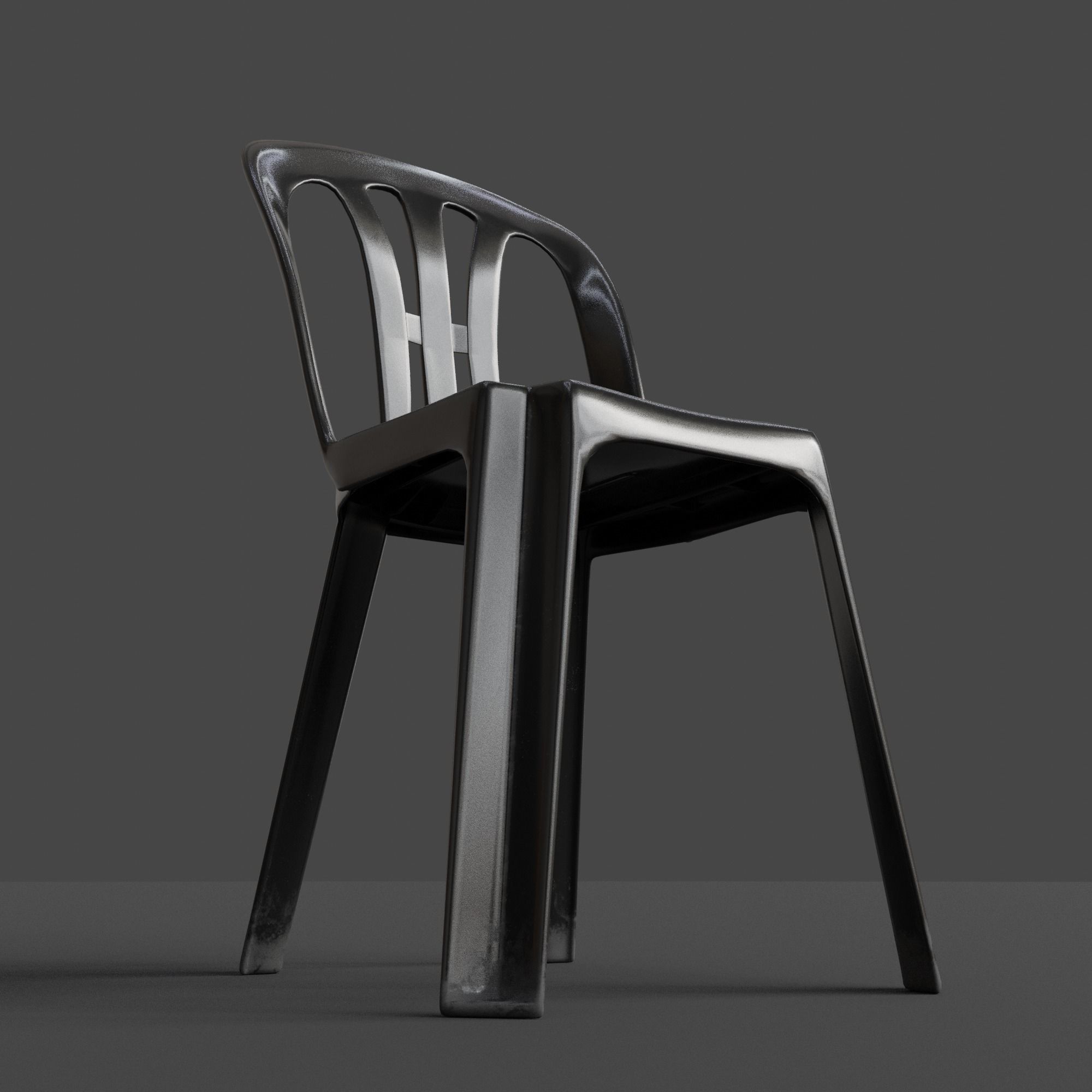 Stackable Plastic Chair Low-poly 3D model_27