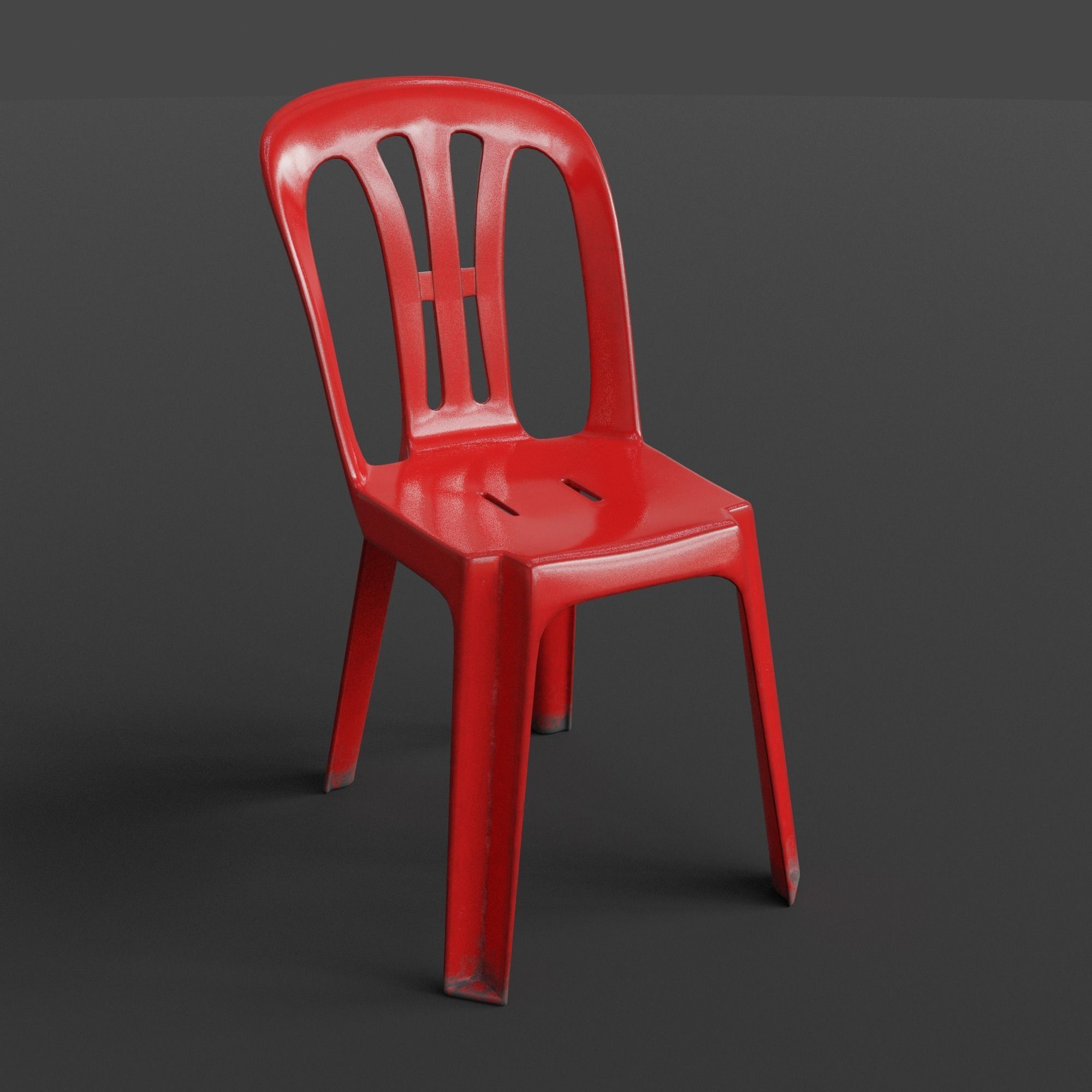 Stackable Plastic Chair Low-poly 3D model_7
