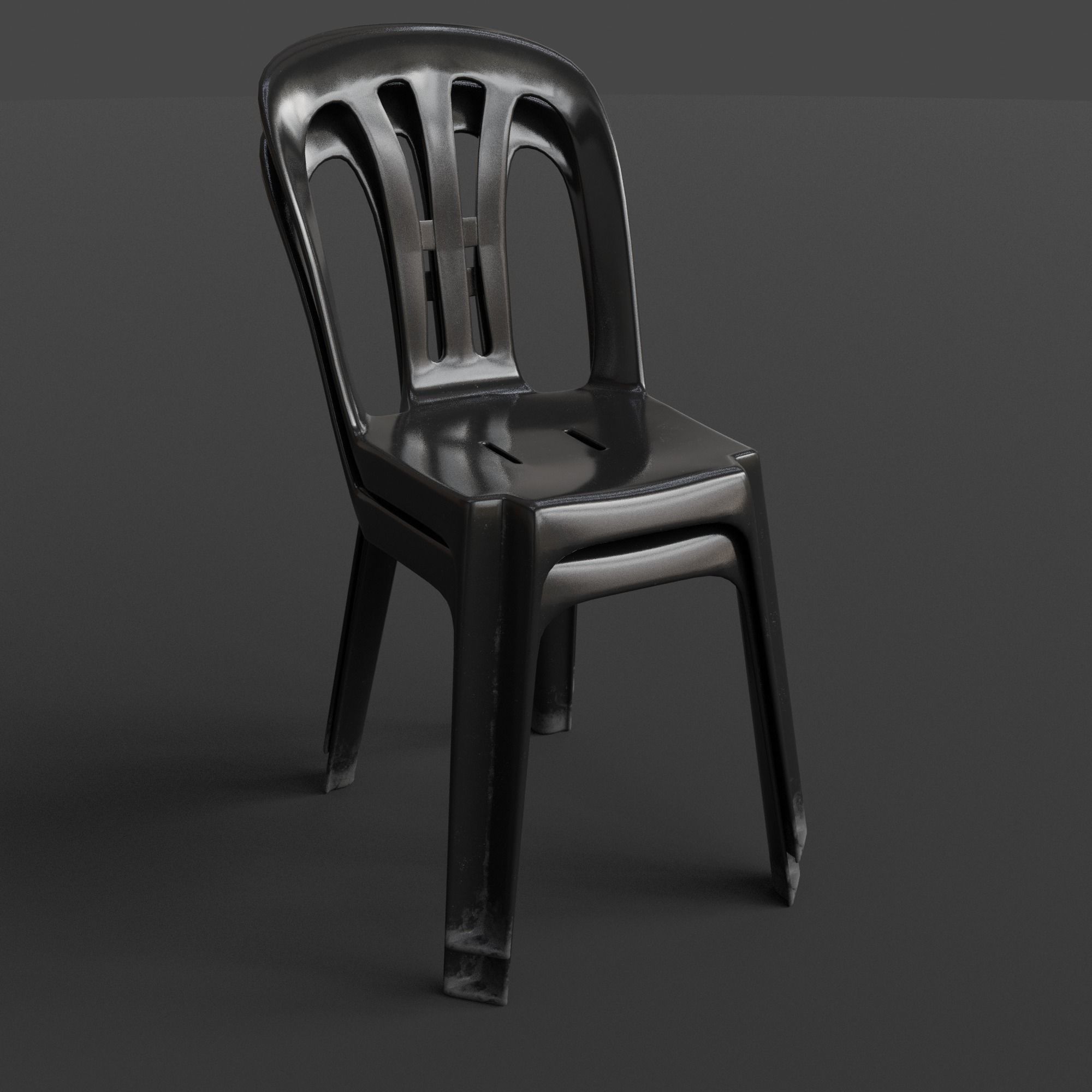 Stackable Plastic Chair Low-poly 3D model_4
