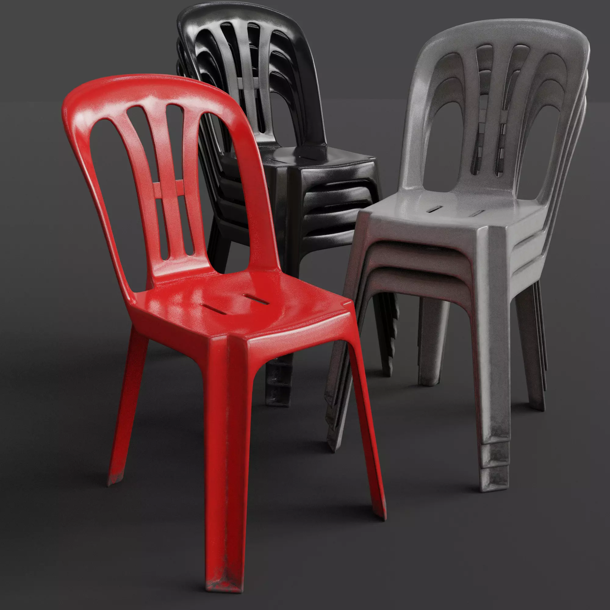 Stackable Plastic Chair Low-poly 3D model_0