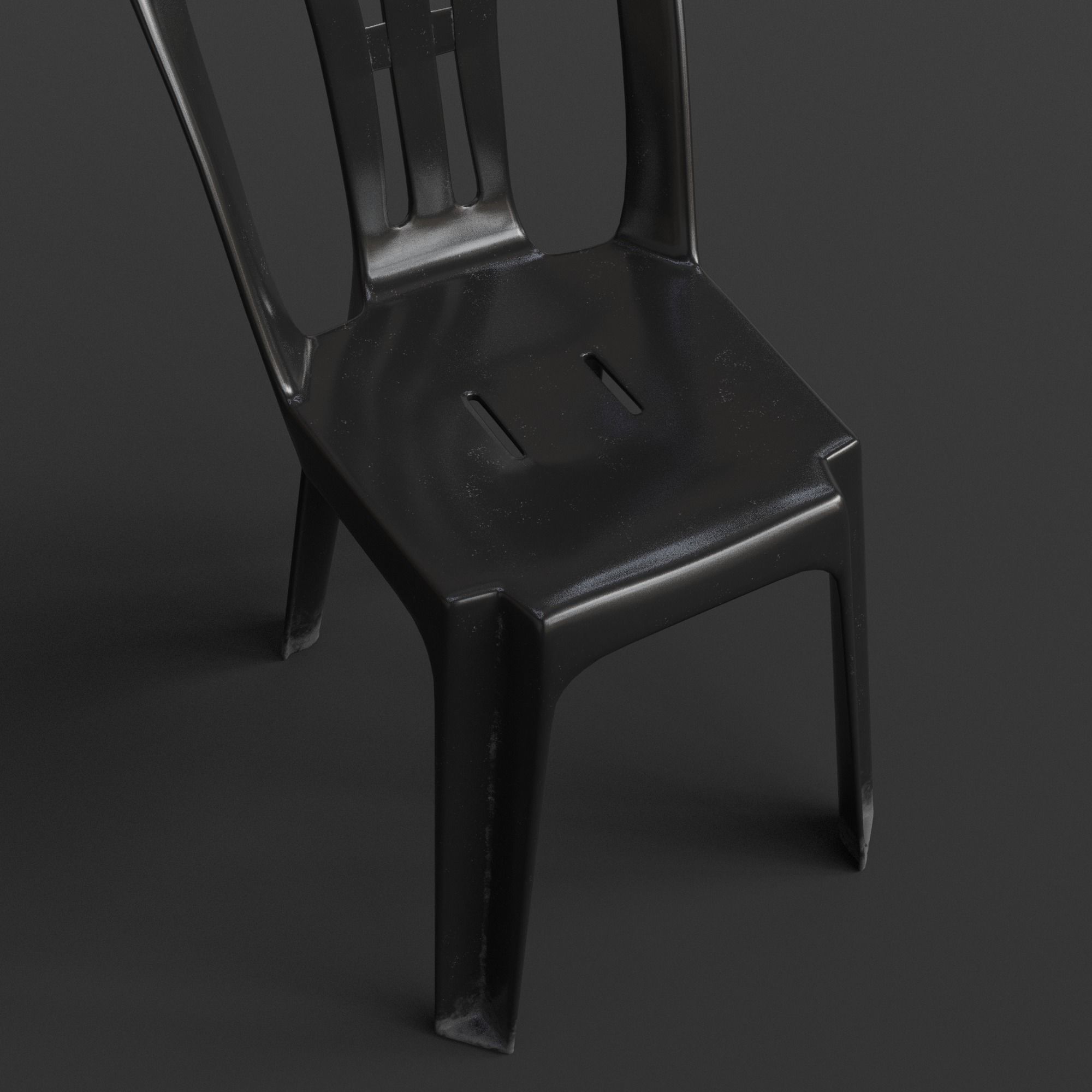 Stackable Plastic Chair Low-poly 3D model_9