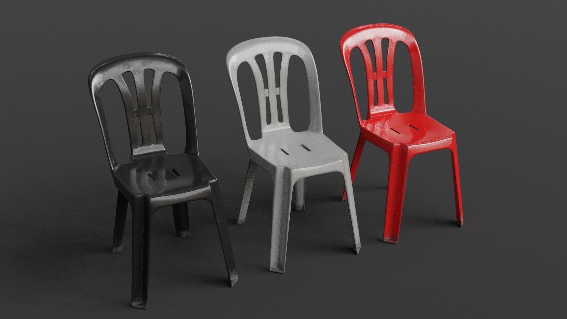 Stackable Plastic Chair Low-poly 3D model_1
