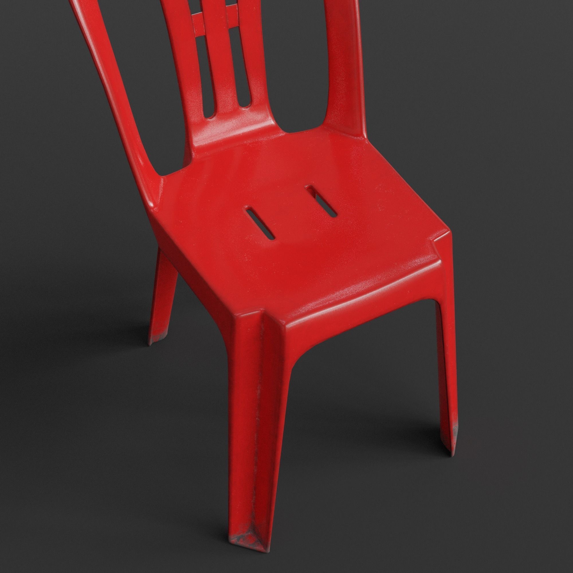 Stackable Plastic Chair Low-poly 3D model_11