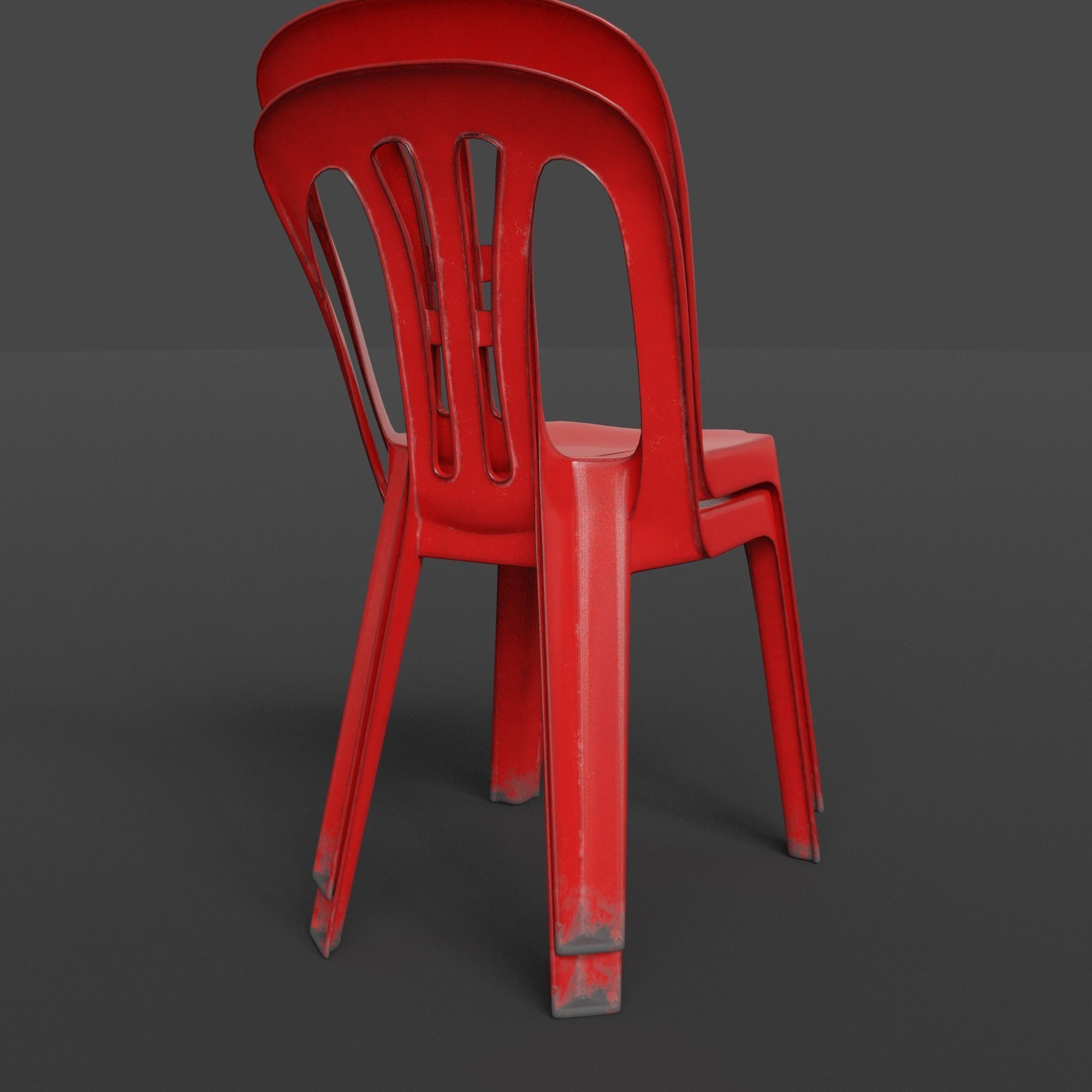 Stackable Plastic Chair Low-poly 3D model_26