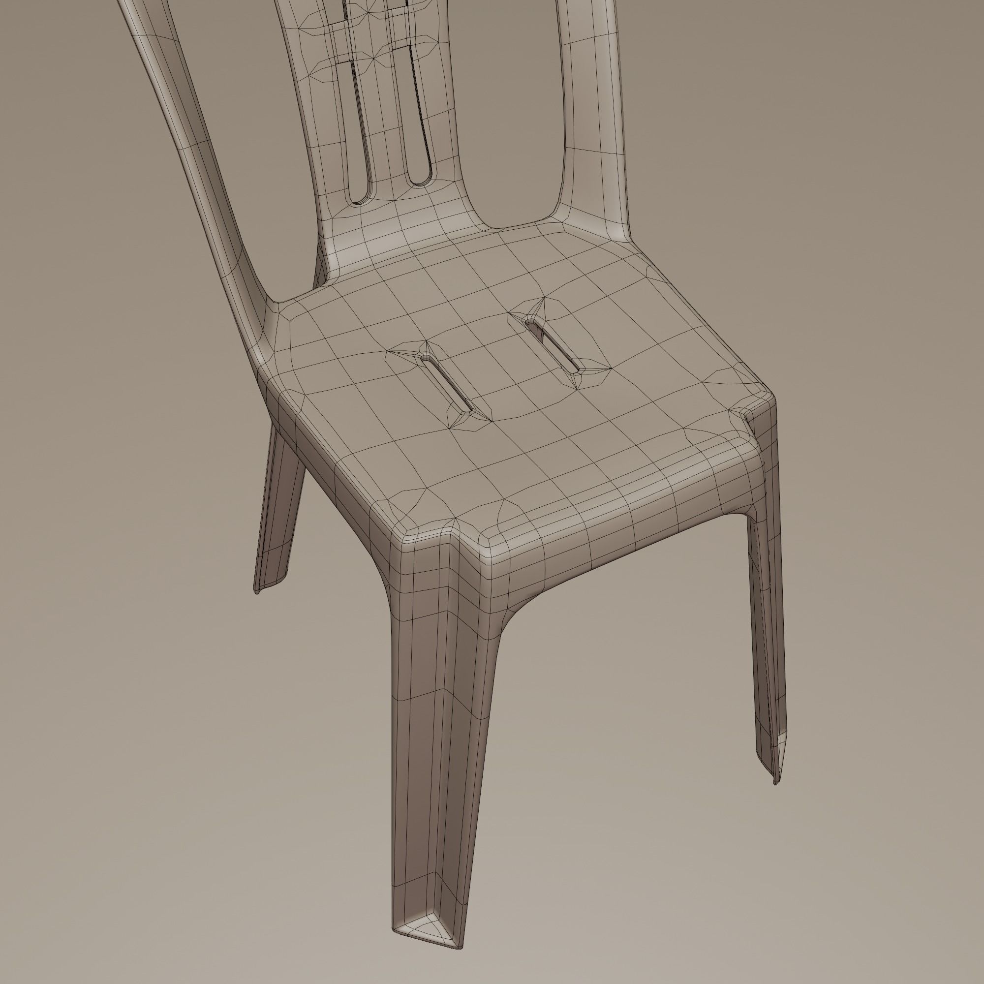 Stackable Plastic Chair Low-poly 3D model_35