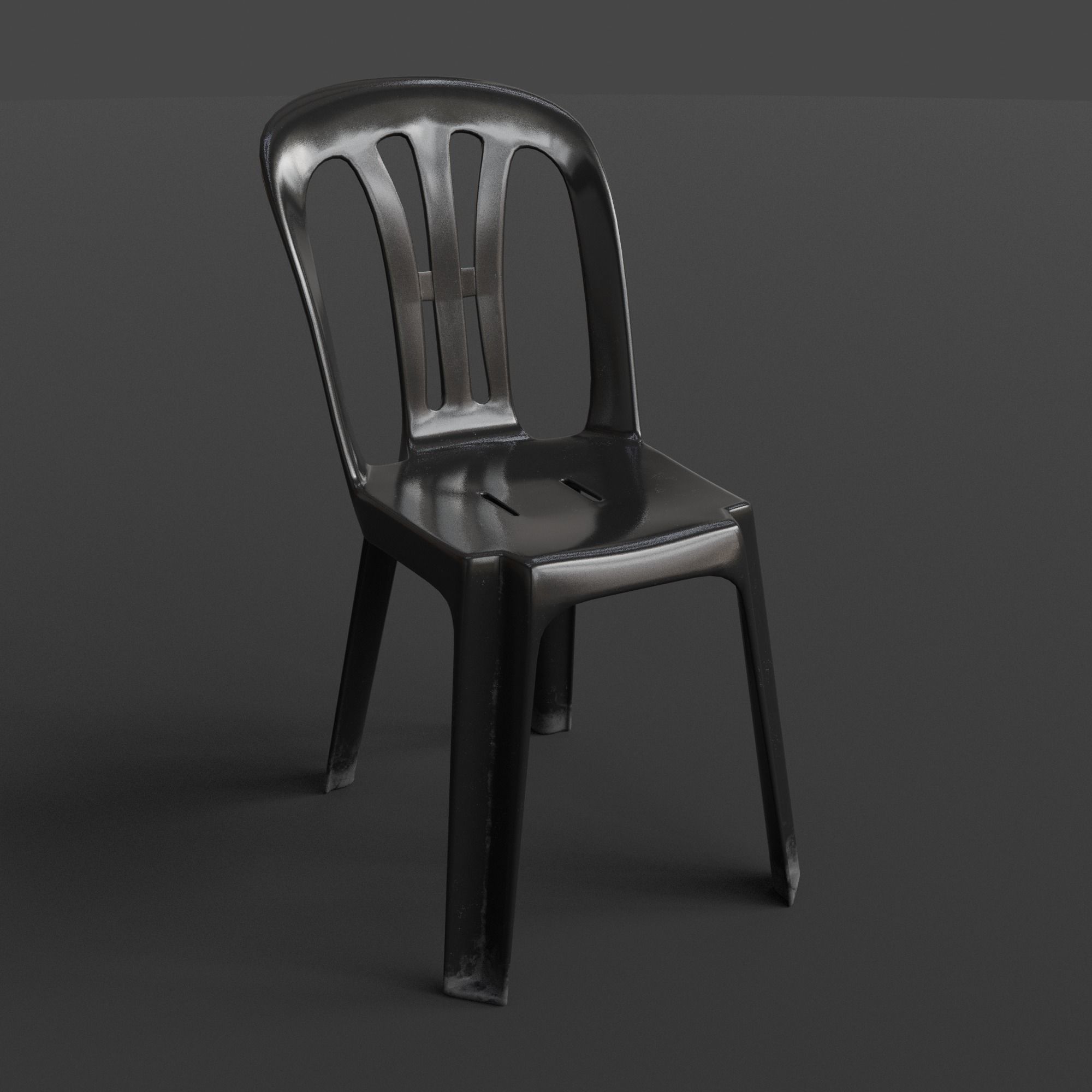 Stackable Plastic Chair Low-poly 3D model_3