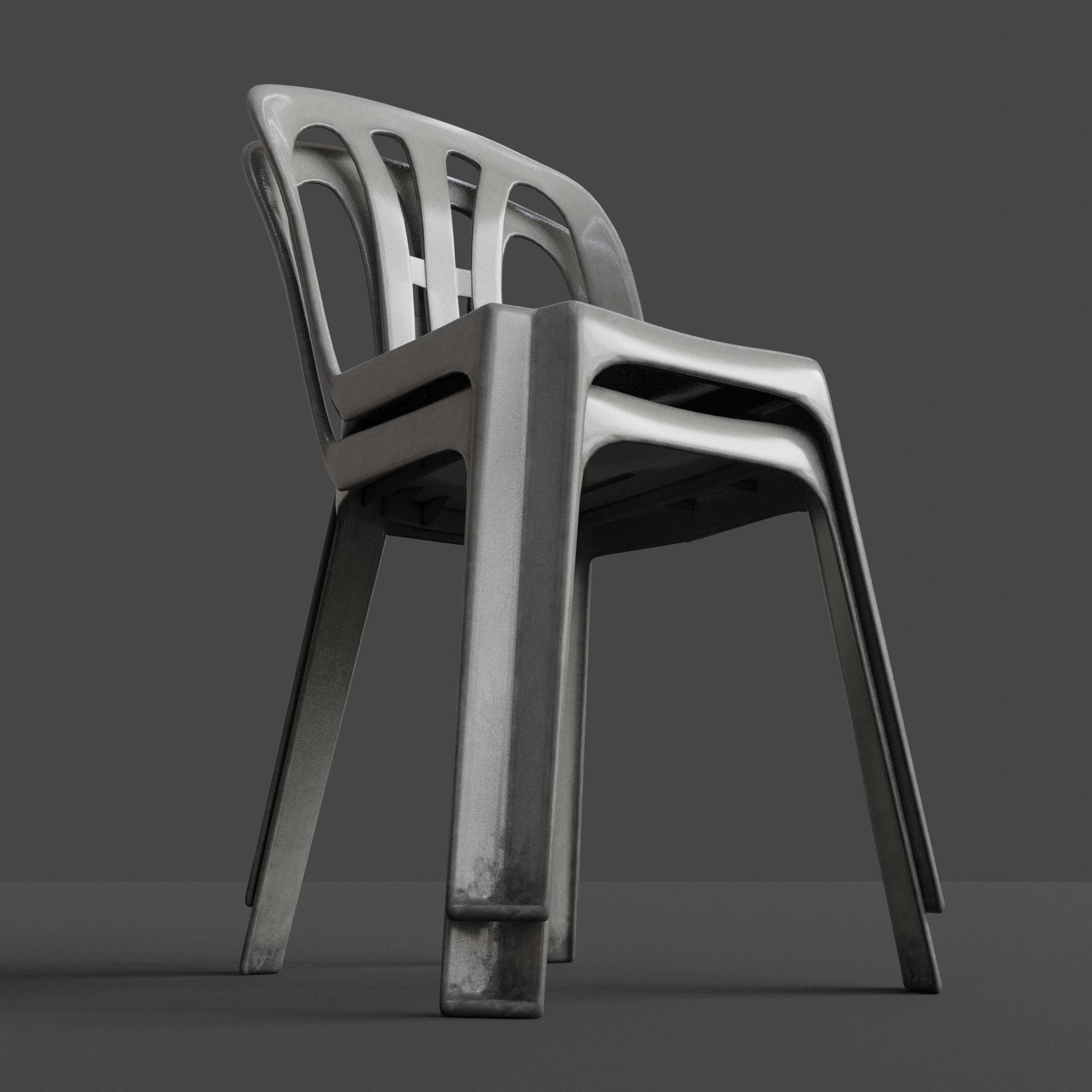 Stackable Plastic Chair Low-poly 3D model_30