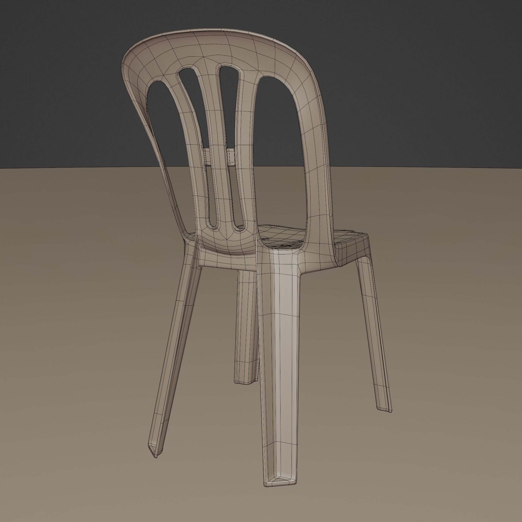 Stackable Plastic Chair Low-poly 3D model_38